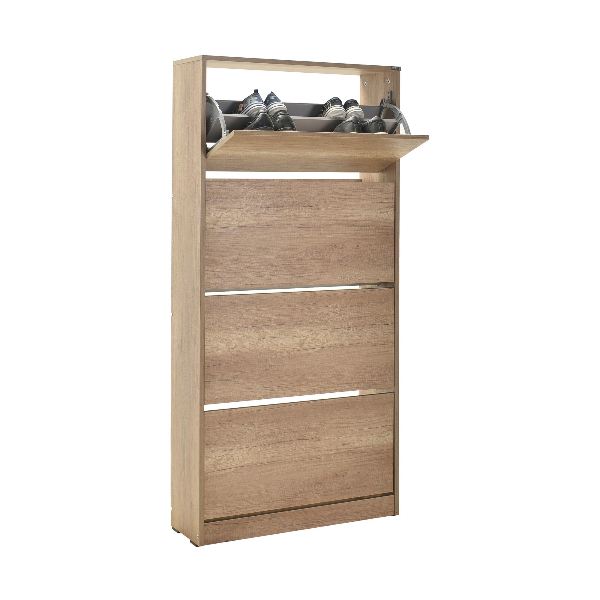 Sapateira de Parede em Nogueira Clara com Múltiplas Prateleiras - 157cm de Altura, Revestimento Melamínico Resistente