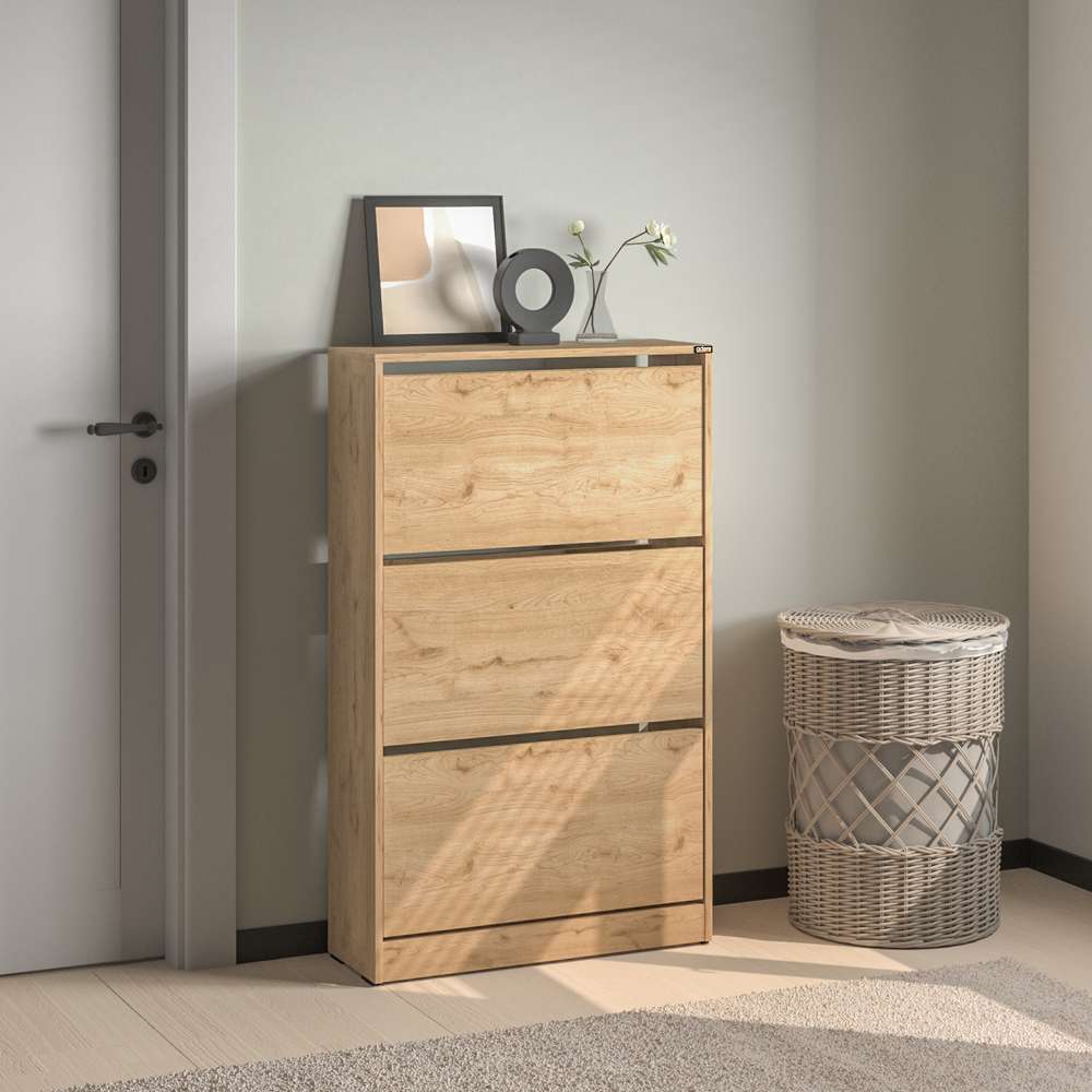 Sapateira de Carvalho com Fixação à Parede - 73cm de Largura, Revestimento Melamínico Resistente