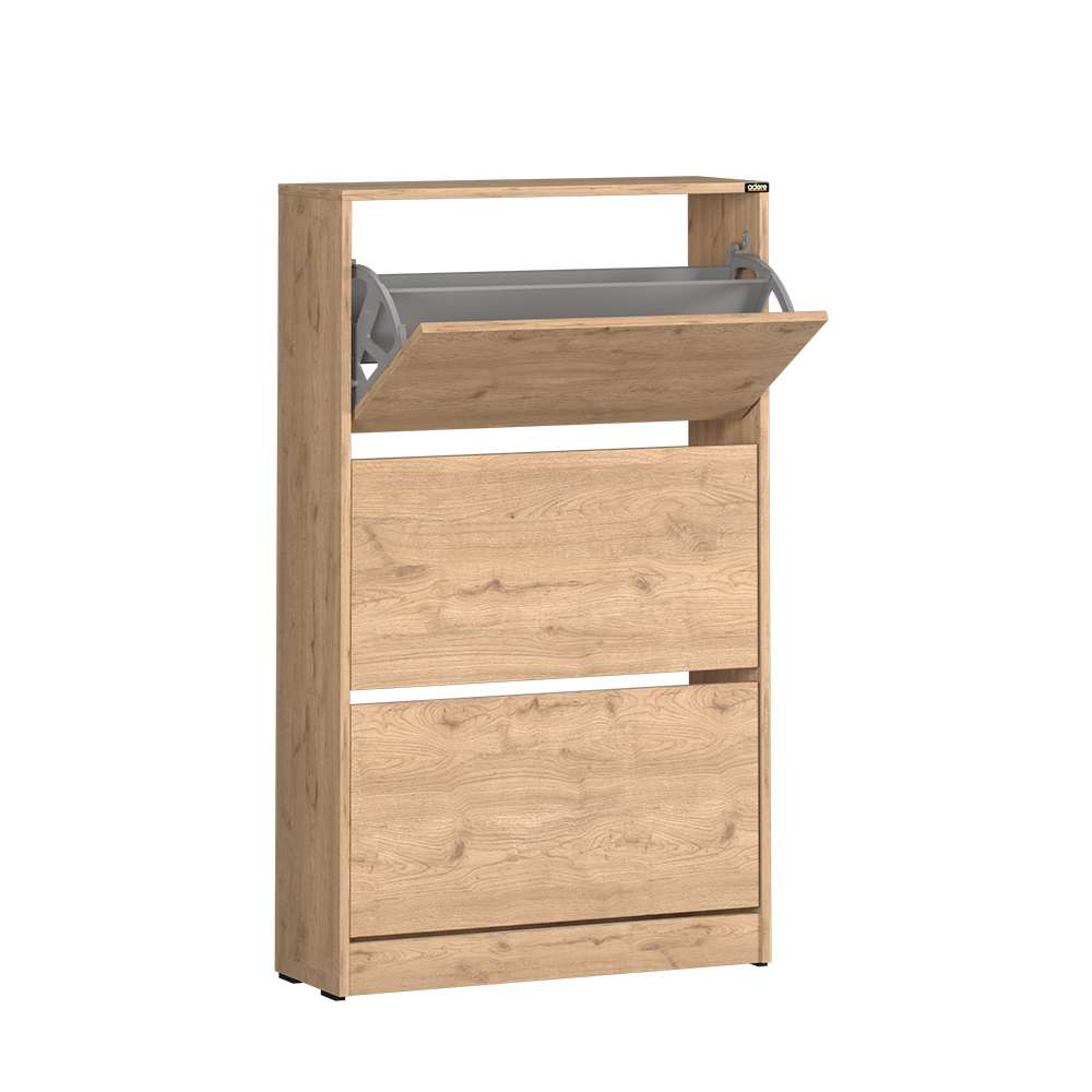 Sapateira de Carvalho com Fixação à Parede - 73cm de Largura, Revestimento Melamínico Resistente