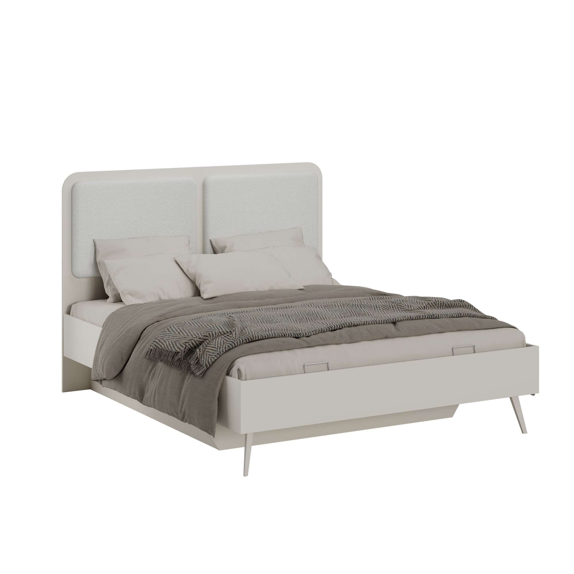 Cama de Casal Dupla em Melamina Cor Mink - 160x200cm com Estrutura Resistente de 16mm