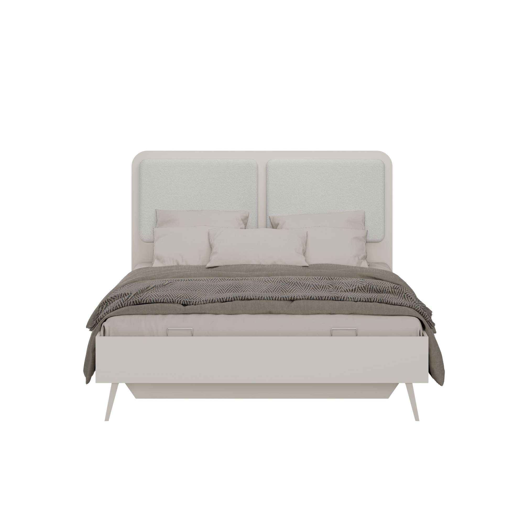 Cama de Casal Dupla em Melamina Cor Mink - 160x200cm com Estrutura Resistente de 16mm