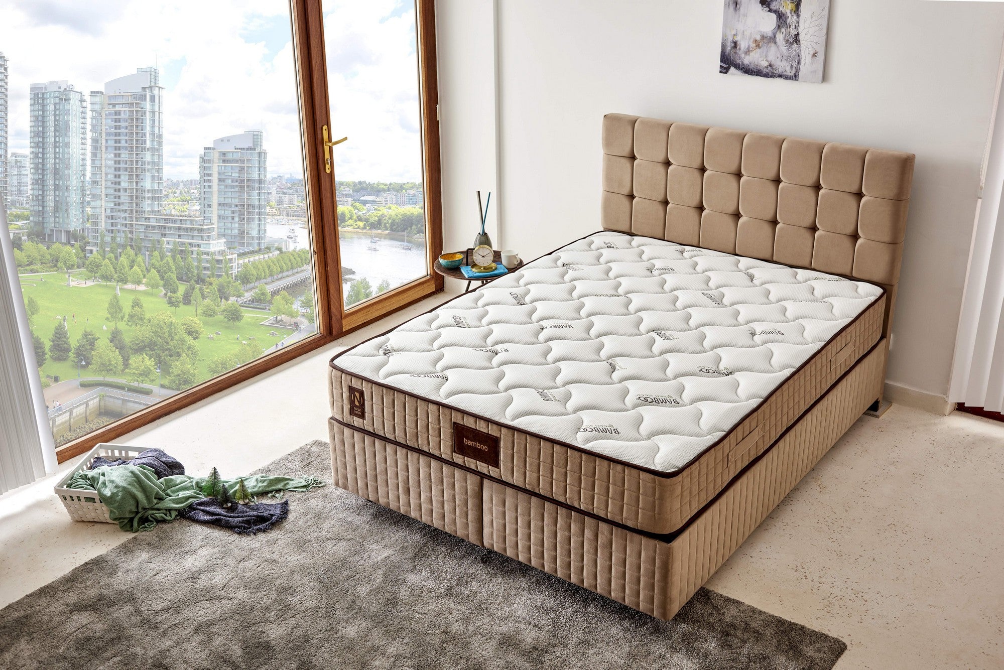 Colchão Comfort Series, Dupla Face, 140x190 cm | Espuma Hypersoft e Sistema de Molas Multi Niron | Firmeza Média, Tecido de Malha de Bambu, Conceito de Hotel