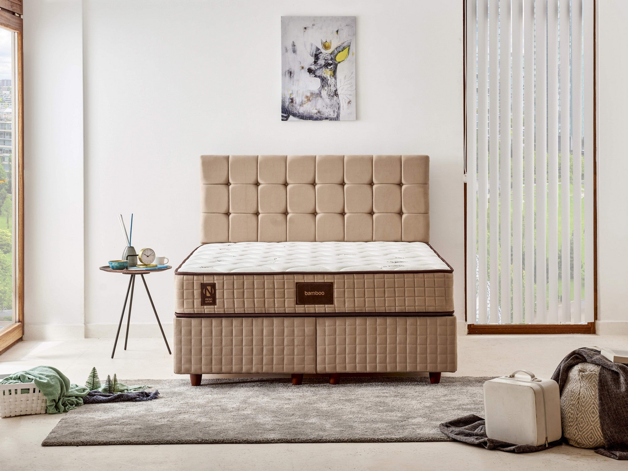 Colchão Comfort Series, Dupla Face, 140x190 cm | Espuma Hypersoft e Sistema de Molas Multi Niron | Firmeza Média, Tecido de Malha de Bambu, Conceito de Hotel