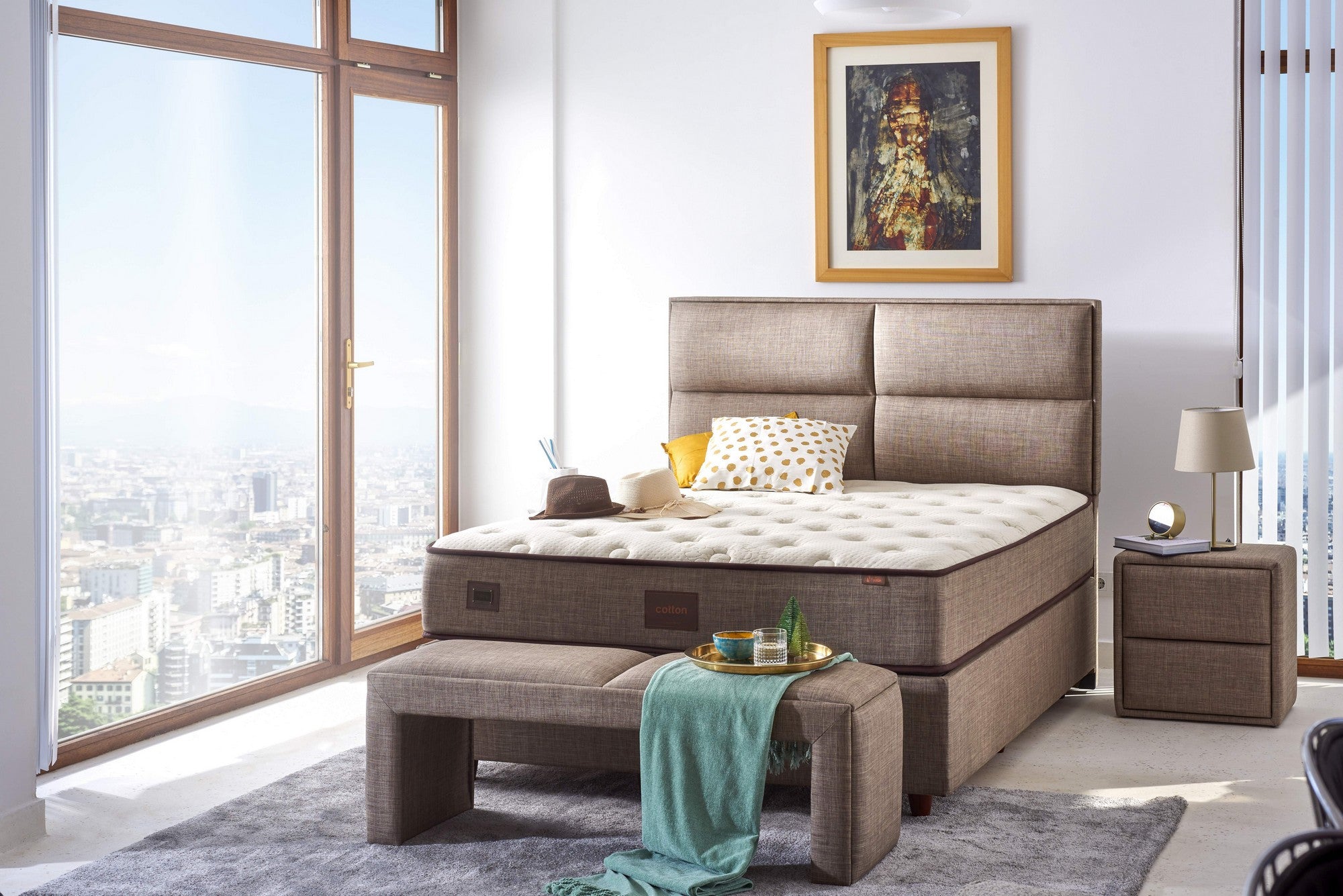 Colchão de luxo estilo hotel, macio, dupla face, 140 x 190 cm, espuma hipermacia, capa de malha de algodão, elegante branco, bege e marrom | Perfeito para conforto e estilo