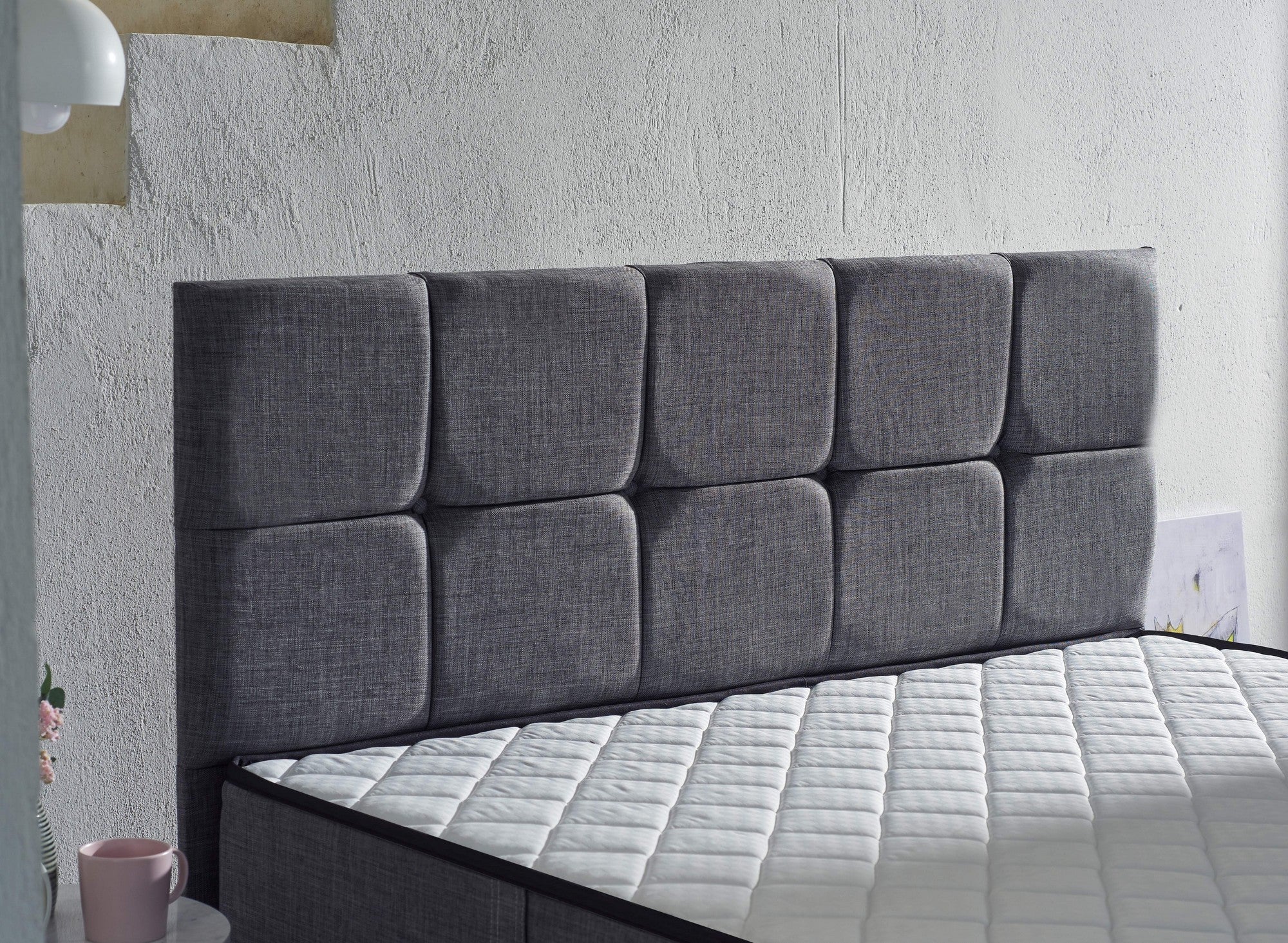 Colchão de luxo estilo hotel, suporte firme, 90 x 200 x 24 cm, capa de tecido especial, sistema de molas múltiplas, design elegante em branco e cinza, montado