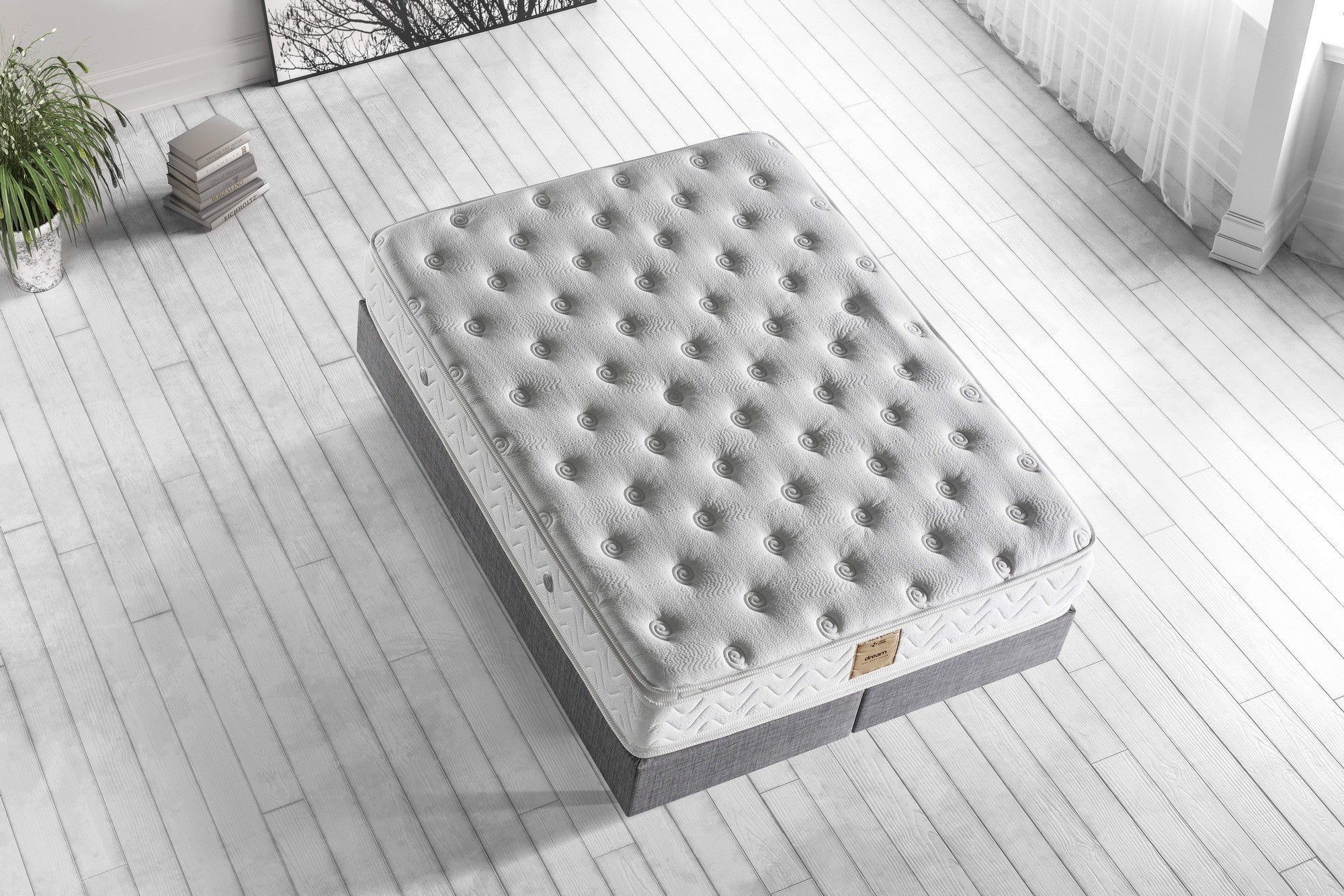 Colchão de luxo estilo hotel, com acolchoamento duplo, firmeza média, 140 x 200 cm, 34 cm de altura, capa de malha branca | Perfeito para conforto e suporte