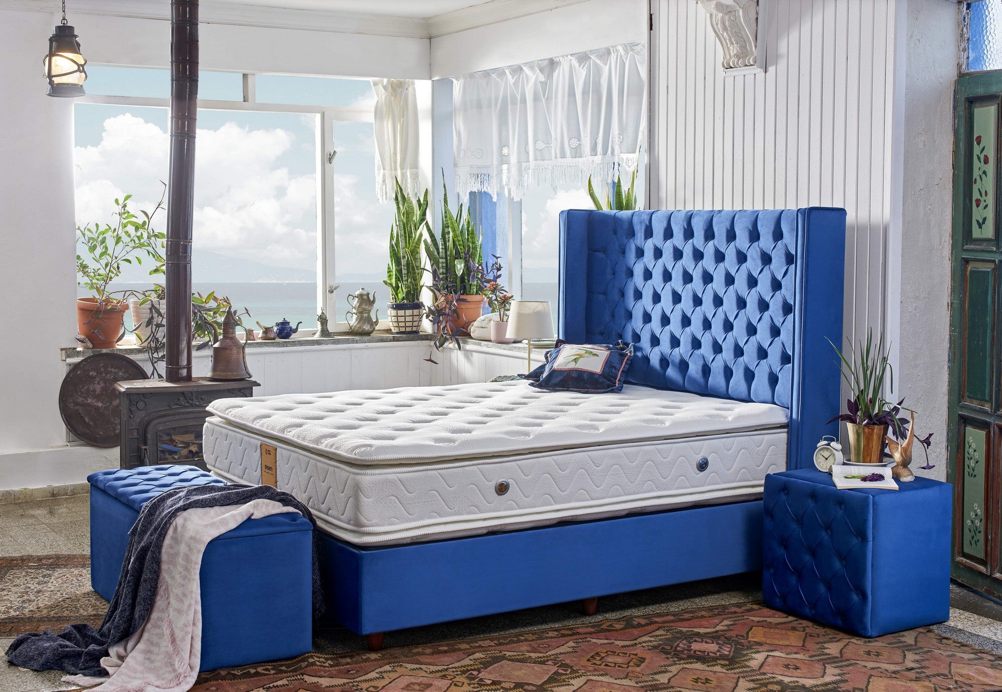 Colchão de luxo estilo hotel, com acolchoamento duplo, 150 x 200 x 34 cm | Capa de tecido de malha especial, espuma hipermacia | Perfeito para conforto e suporte