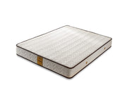 Colchão de luxo estilo hotel, 100x200 cm, 23 cm de altura | Capa de tecido de linho, espuma viscoelástica, molas ensacadas, fibra de silicone | Branco e marrom | Conforto máximo