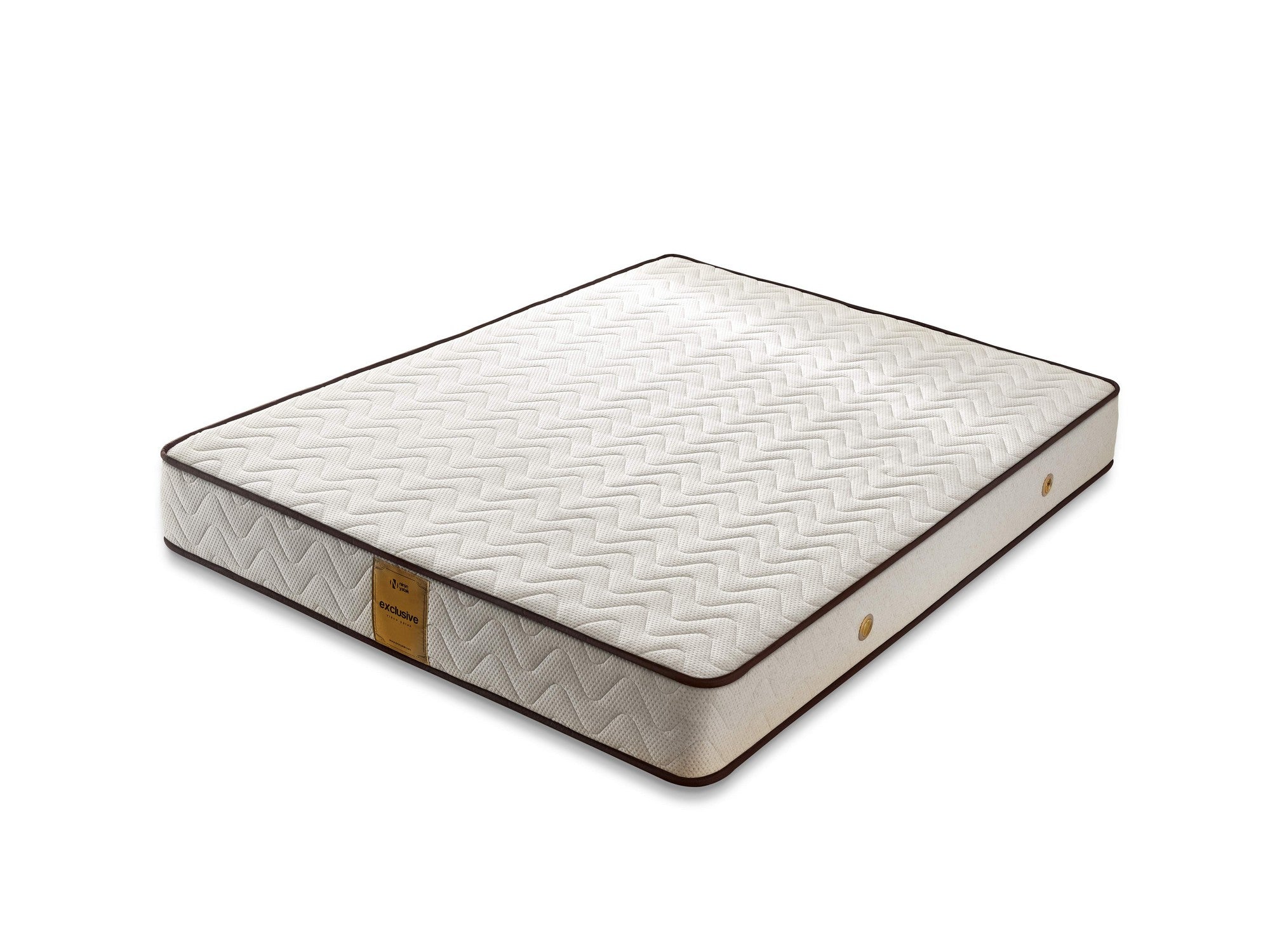 Colchão de luxo estilo hotel, 120 x 200 x 23 cm | Capa de tecido de linho, espuma viscoelástica, molas ensacadas, fibra de silicone | Branco e marrom | Máximo conforto e suporte