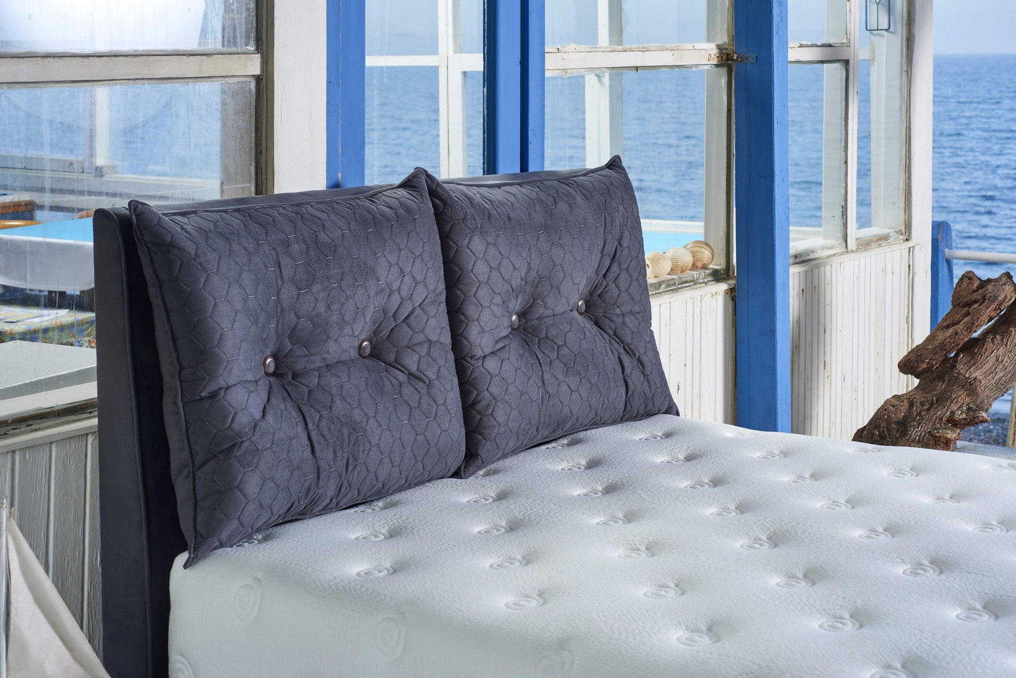 Colchão de luxo estilo hotel, 100x200 cm, 23 cm de altura | Capa especial de malha de algodão, espuma viscoelástica, sistema de molas ensacadas | Branco, conforto montado