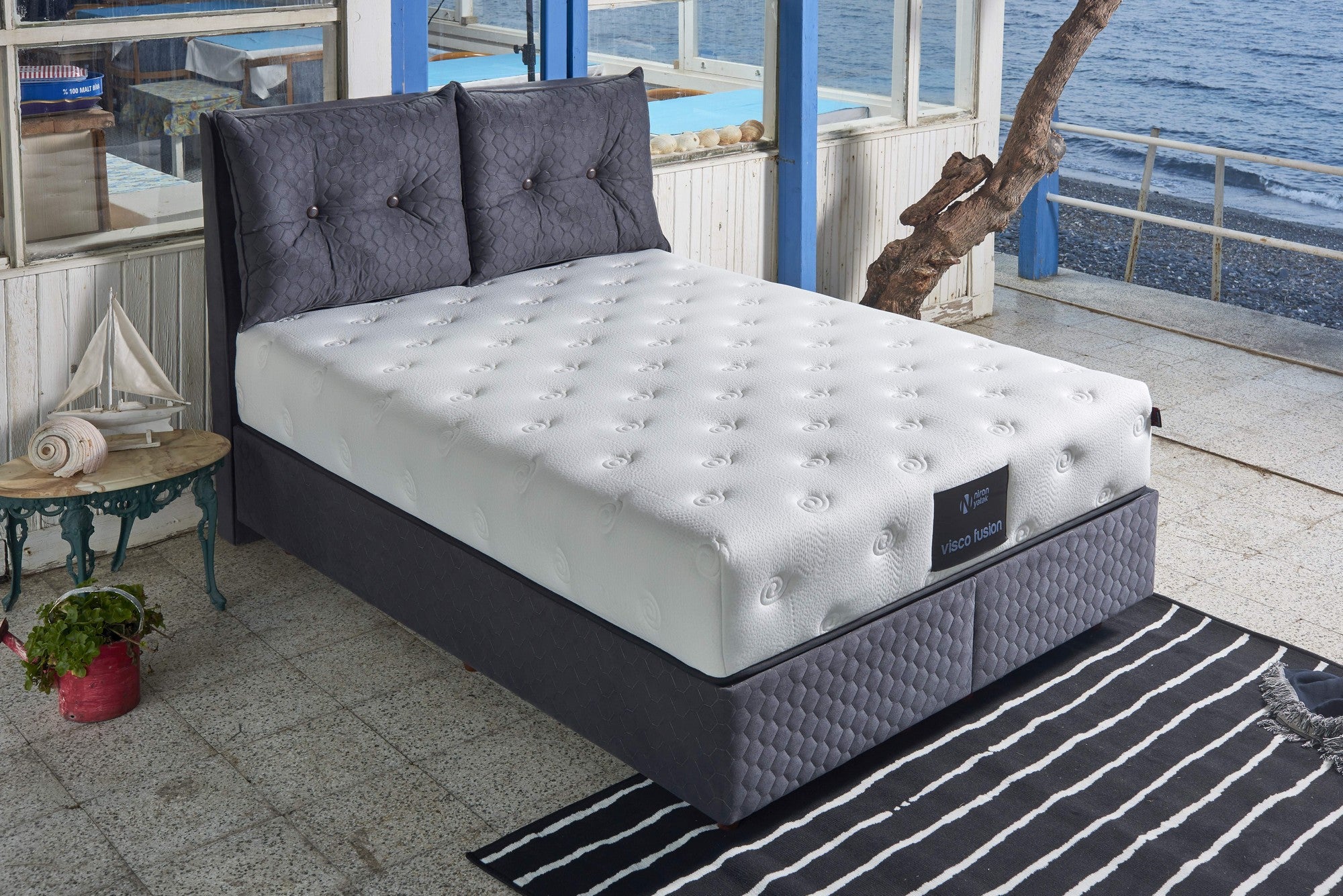 Colchão de luxo estilo hotel, 140 x 190 x 30 cm | Capa especial de malha de algodão, espuma viscoelástica e sistema de molas ensacadas | Tecido de linho branco acolchoado, camada de conforto