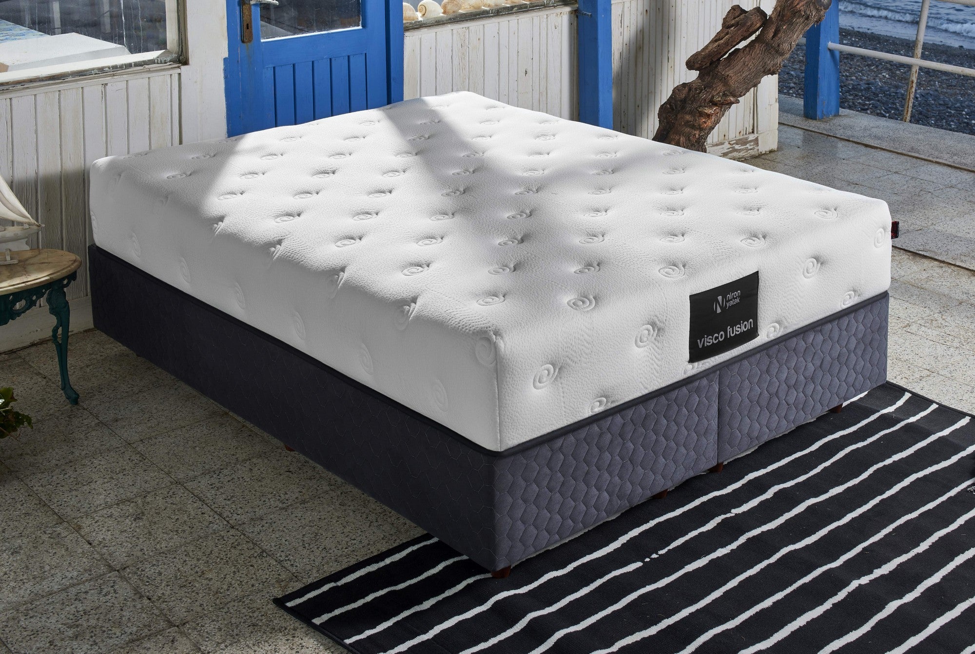Colchão de luxo estilo hotel, 140 x 190 x 30 cm | Capa especial de malha de algodão, espuma viscoelástica e sistema de molas ensacadas | Tecido de linho branco acolchoado, camada de conforto