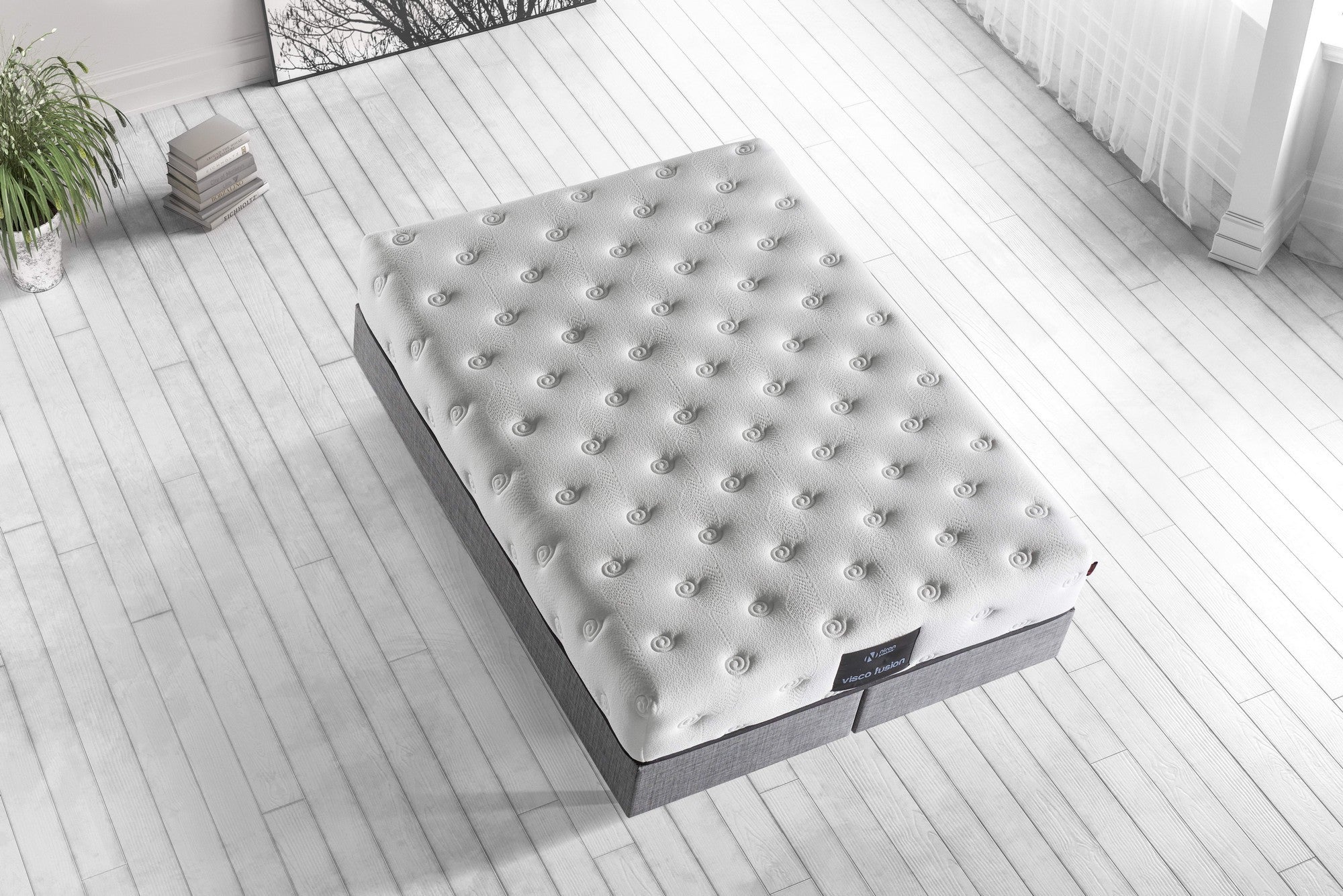 Colchão de luxo estilo hotel, 140 x 190 x 30 cm | Capa especial de malha de algodão, espuma viscoelástica e sistema de molas ensacadas | Tecido de linho branco acolchoado, camada de conforto