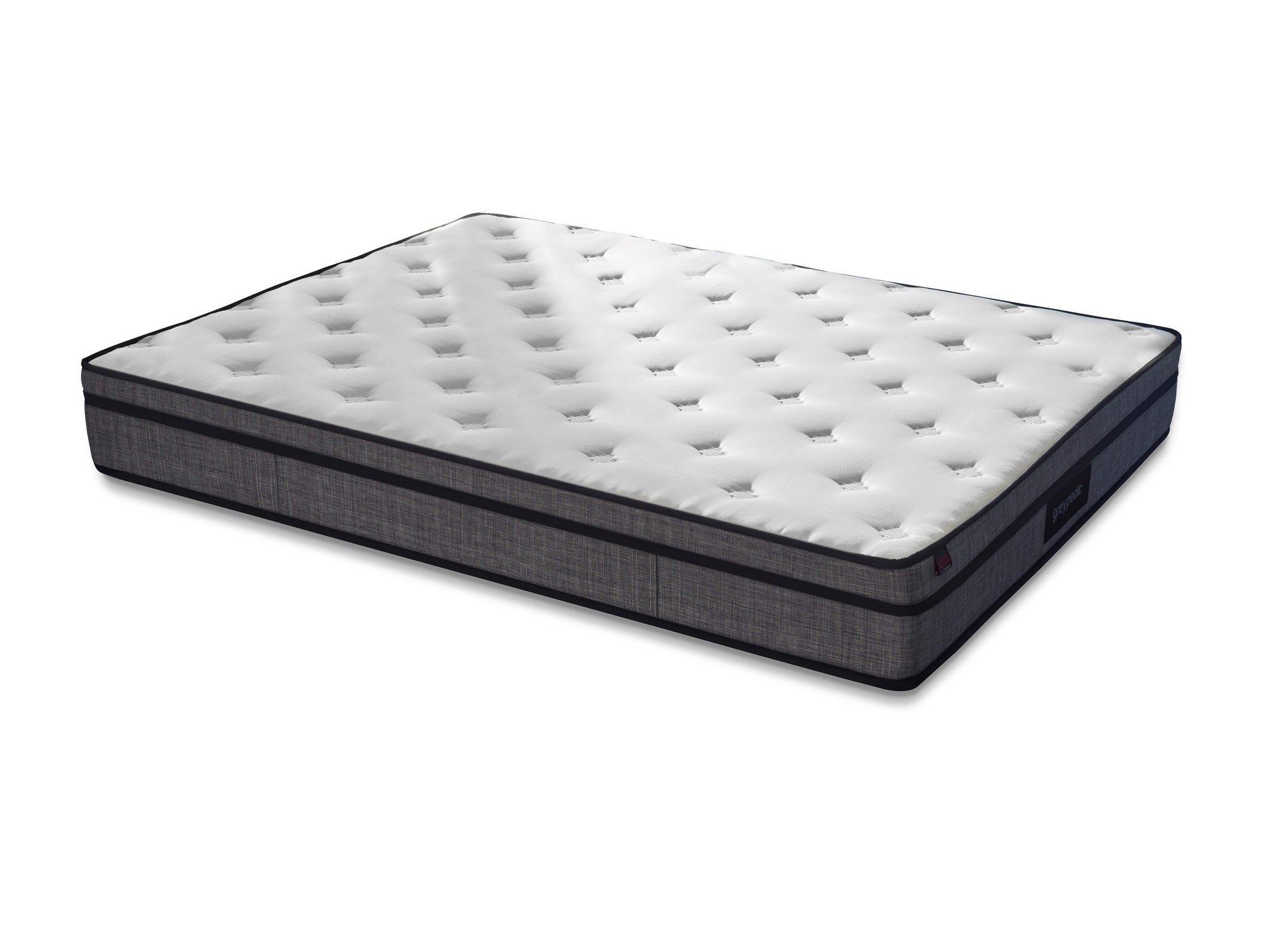 Colchão de luxo estilo hotel, 140 x 190 cm, laterais ultra firmes e firmes, capa de cetim de algodão, sistema de molas múltiplas, design elegante em branco e cinza, montado
