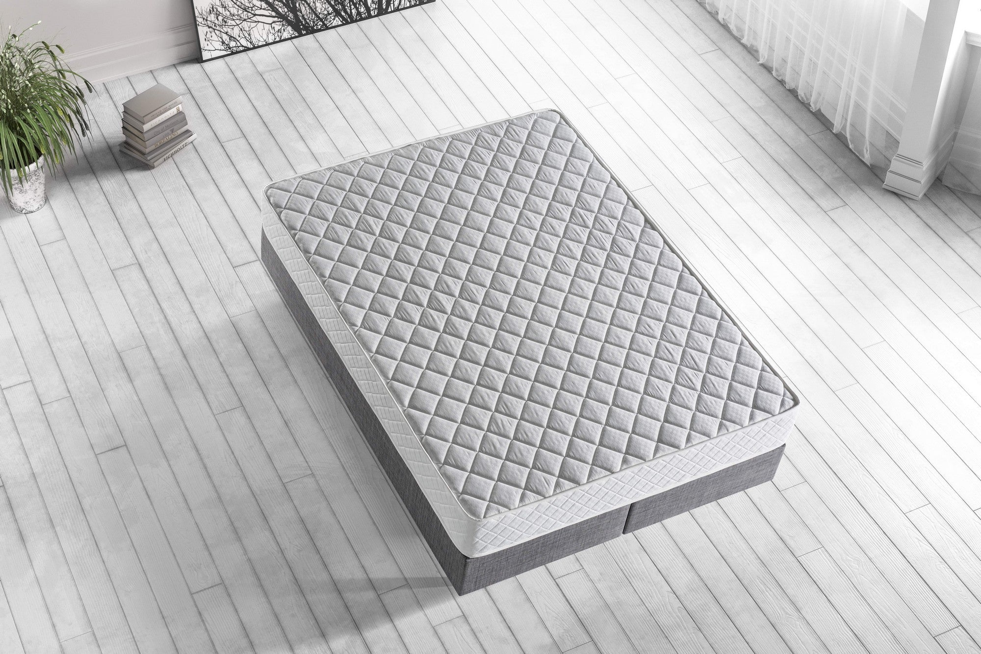 Colchão de luxo estilo hotel, 100 x 200 cm, 26 cm de altura | Tecido especial, um lado firme/outro lado macio, sistema de molas múltiplas | Cor branca