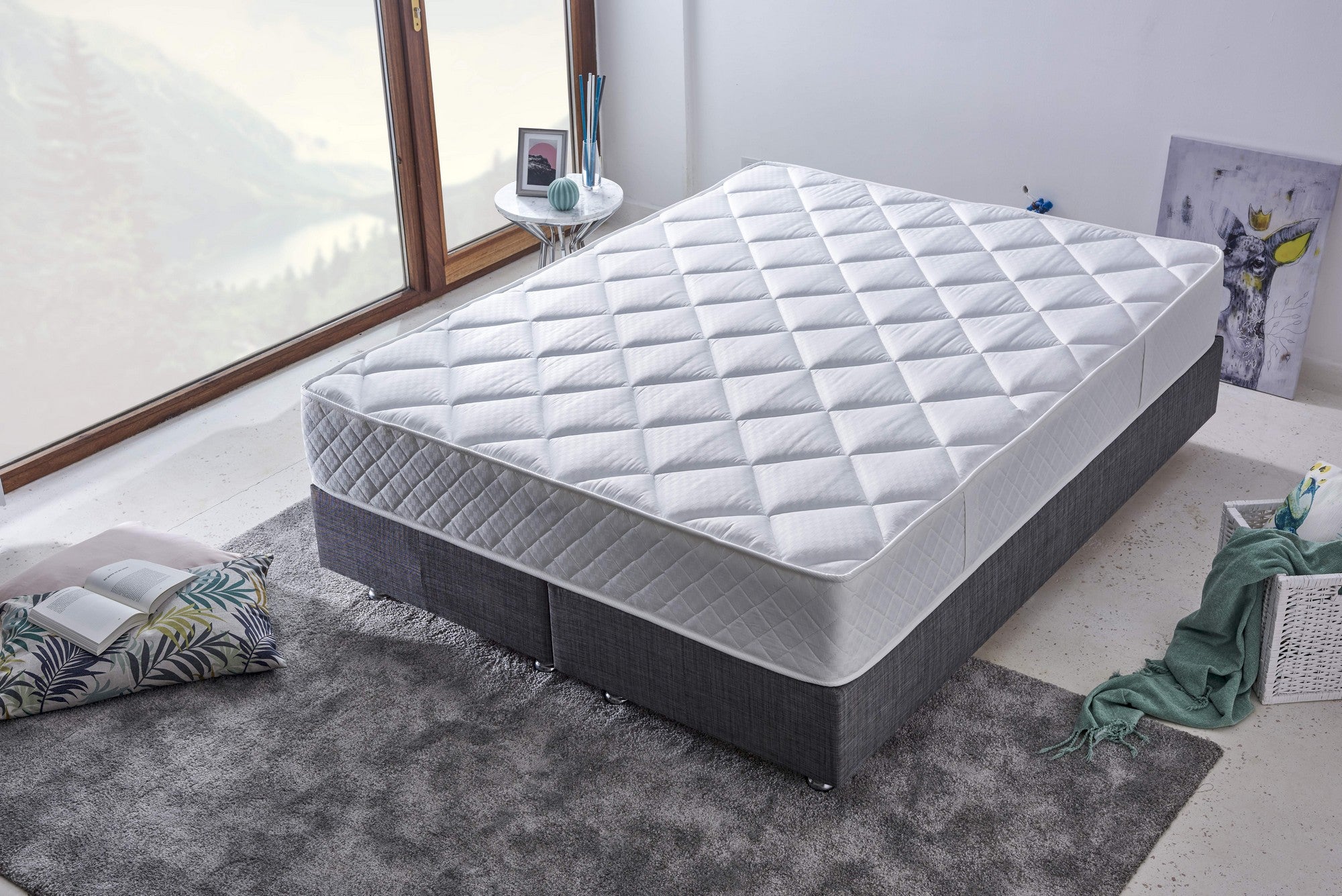 Colchão de luxo estilo hotel, 120 x 200 cm, conforto duplo (firme/macio), sistema de molas múltiplas, capa de tecido branco, 26 cm de altura | Perfeito para um sono reparador