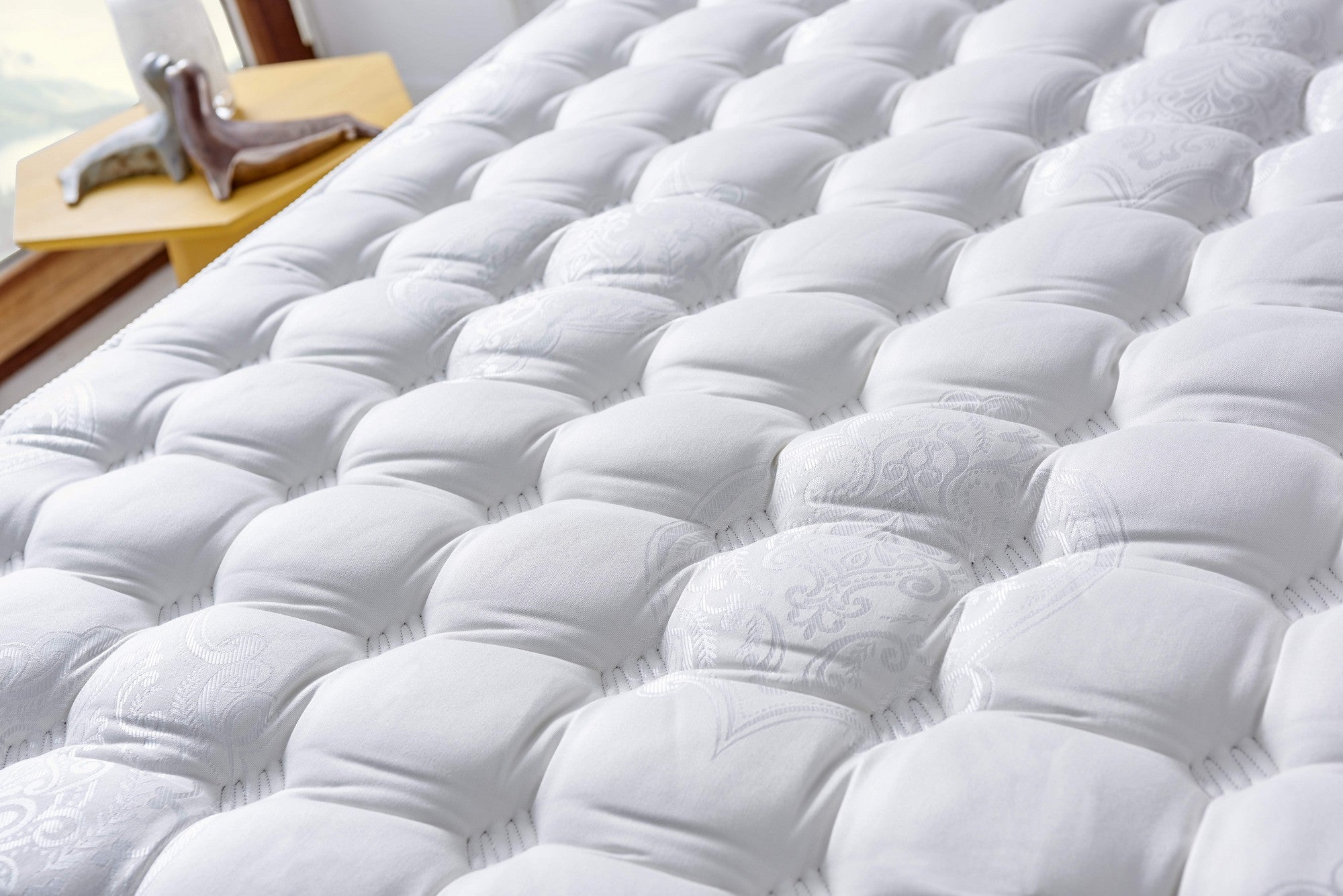 Colchão de luxo estilo hotel, 90 x 200 cm, branco | Tecido acetinado FR, sistema de molas ensacadas, retardante de fogo | Conforto e suporte para um sono reparador