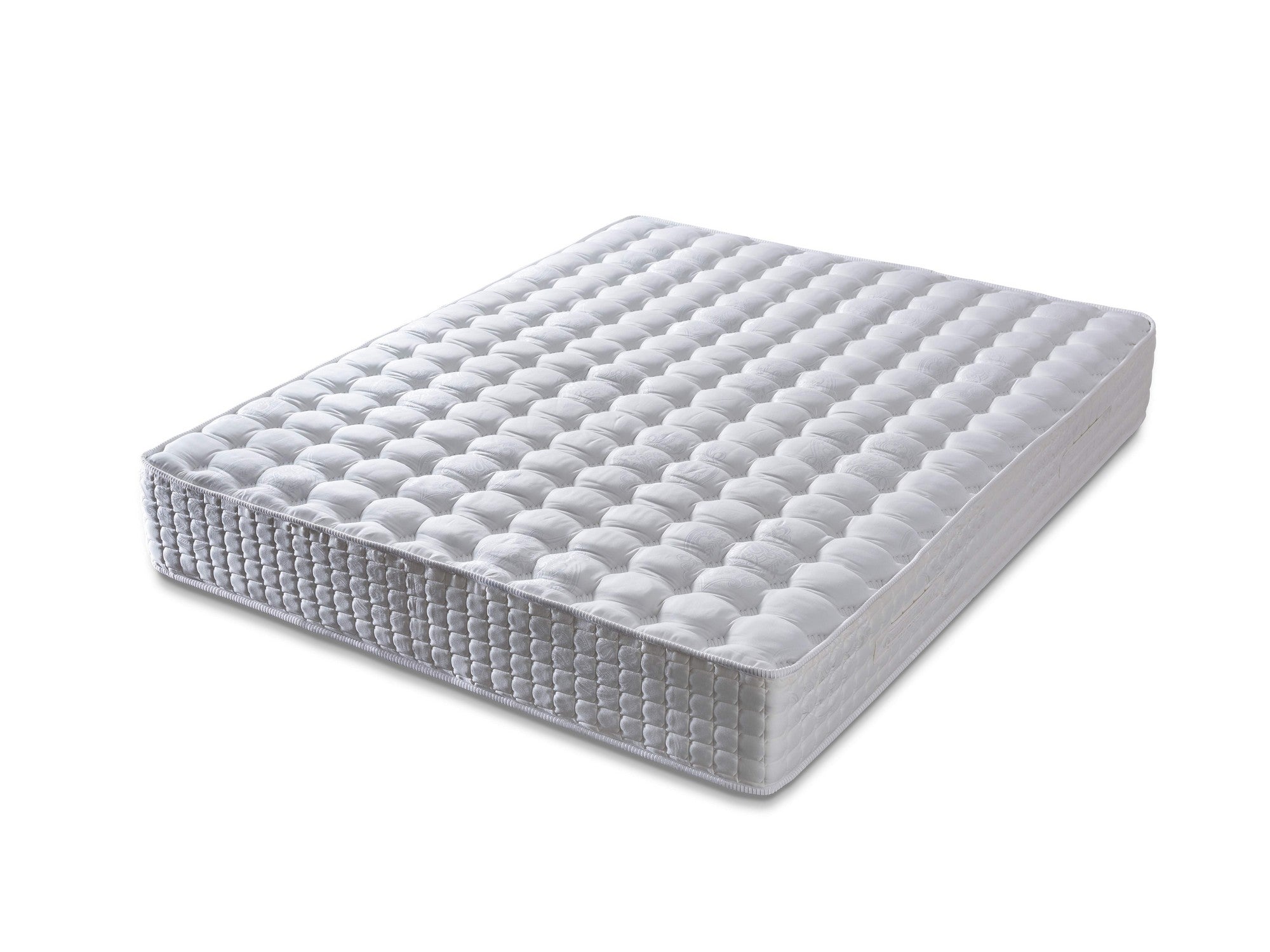 Colchão de luxo estilo hotel, 100x200 cm, branco | Tecido acetinado FR, sistema de molas ensacadas, retardante de fogo | Conforto e suporte para um sono reparador