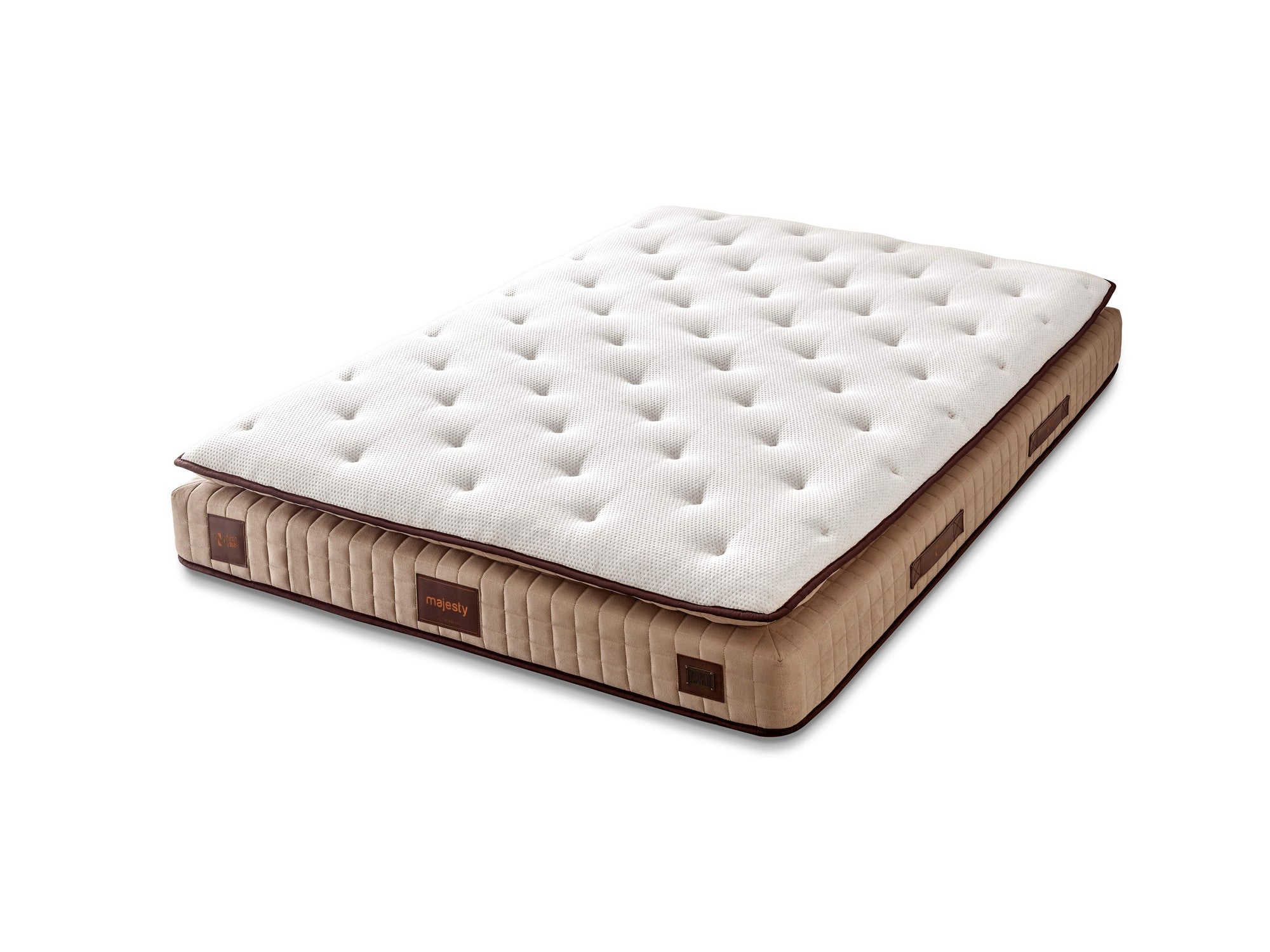 Colchão de luxo estilo hotel, tecido de malha macia, 120 x 200 x 30 cm, acolchoado em um lado, design elegante em branco e marrom | Perfeito para conforto e estilo