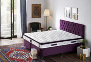 Colchão de luxo estilo hotel, 140 x 190 cm, ultra firme com espuma viscoelástica e suporte ortopédico | Capa de tecido de malha, branco e roxo | Conforto montado
