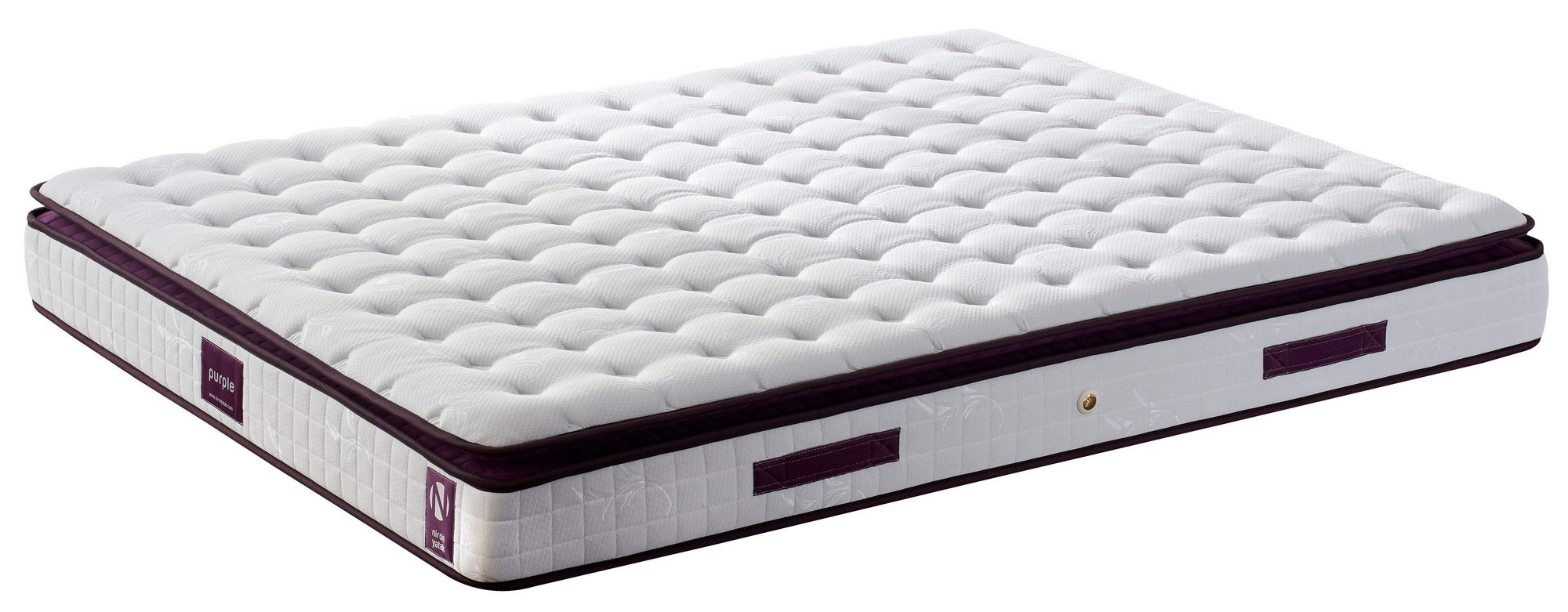 Colchão de luxo estilo hotel, 140 x 190 cm, ultra firme com espuma viscoelástica e suporte ortopédico | Capa de tecido de malha, branco e roxo | Conforto montado