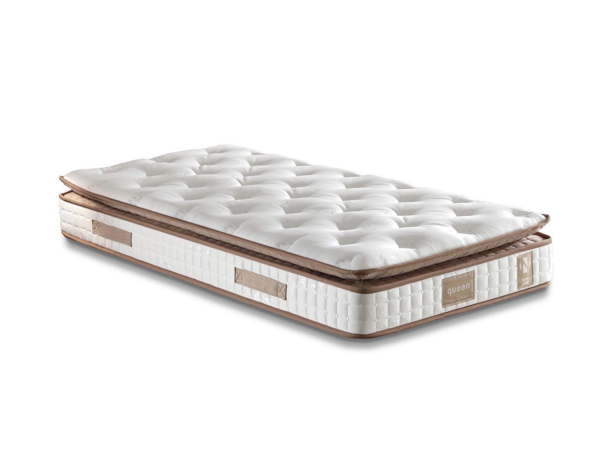 Colchão de hotel ultra firme, 90 x 190 cm, capa de tecido trançado, sistema de molas múltiplas, camada de conforto de fibra de silicone, design acolchoado decorativo, montado