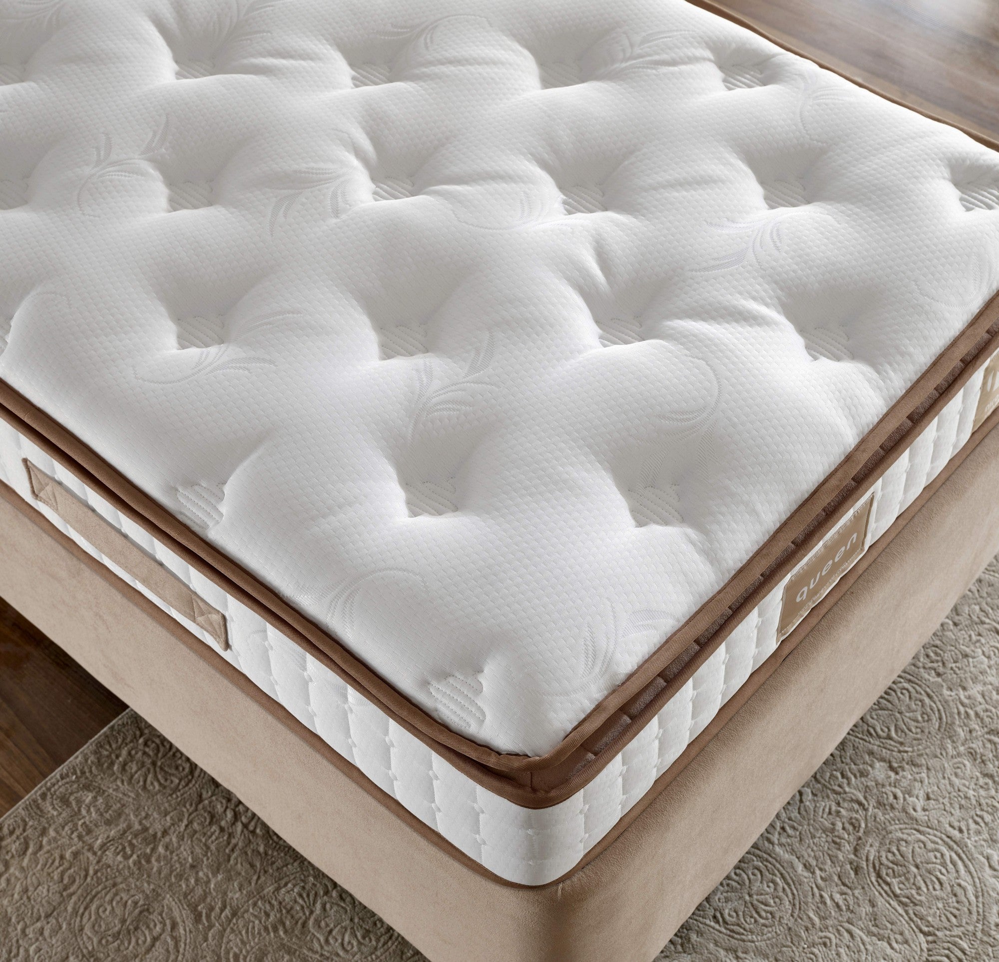 Colchão de hotel ultra firme, 90 x 200 cm, capa de tecido trançado, sistema de molas múltiplas, camada de conforto de fibra de silicone, design acolchoado decorativo, montado