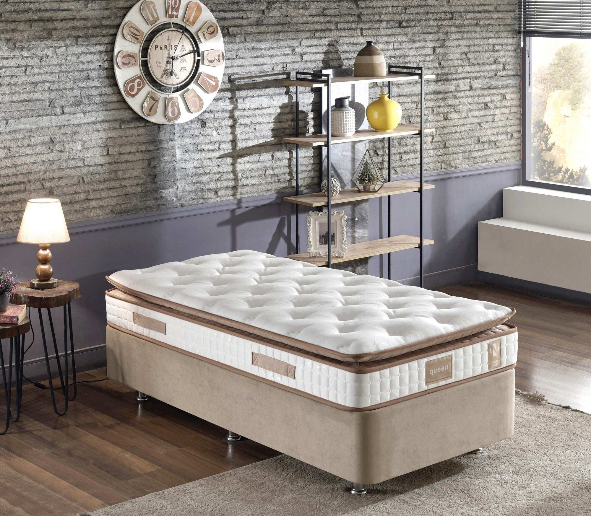 Colchão de hotel ultra firme, 120 x 200 cm, capa de tecido trançado, sistema de molas múltiplas, camada de conforto de fibra de silicone, design acolchoado decorativo, montado