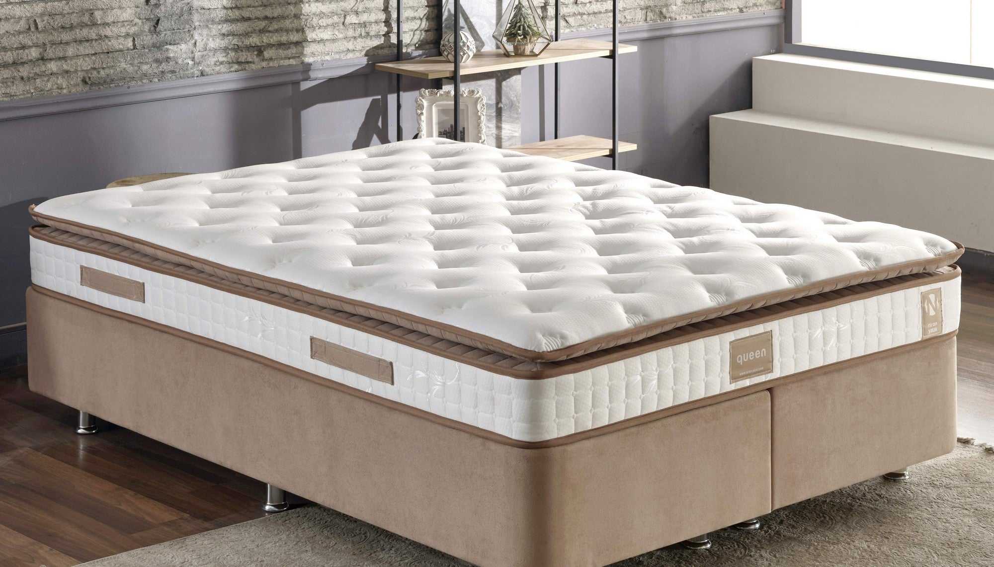 Colchão de hotel ultra firme, 160 x 200 cm, capa de tecido trançado, sistema de molas múltiplas, camada de conforto de fibra de silicone, design acolchoado decorativo, montado
