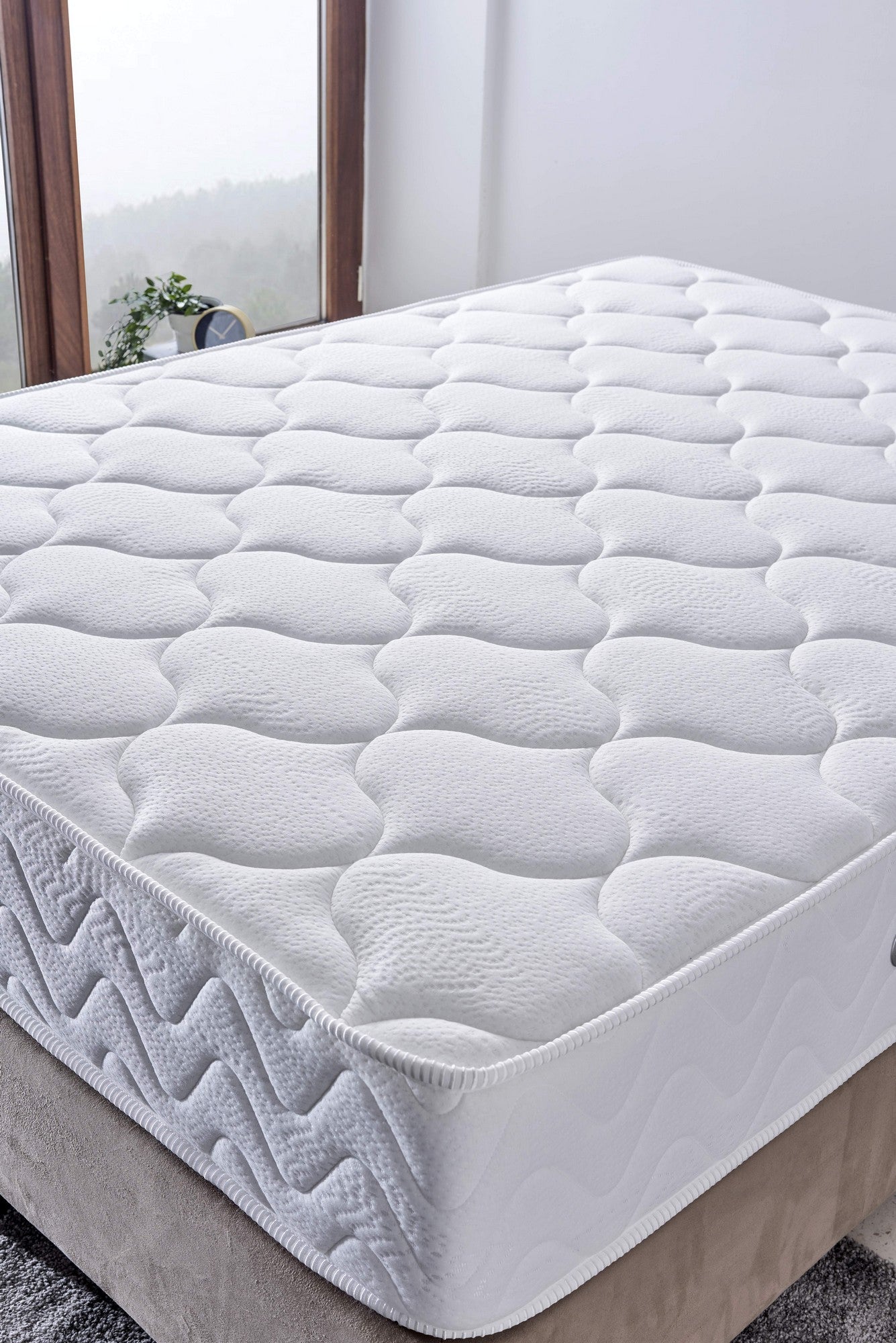 Colchão de luxo estilo hotel, dupla face, firmeza média, 90 x 200 cm, 28 cm de altura | Capa de tecido de malha especial, sistema de molas múltiplas | Cor branca