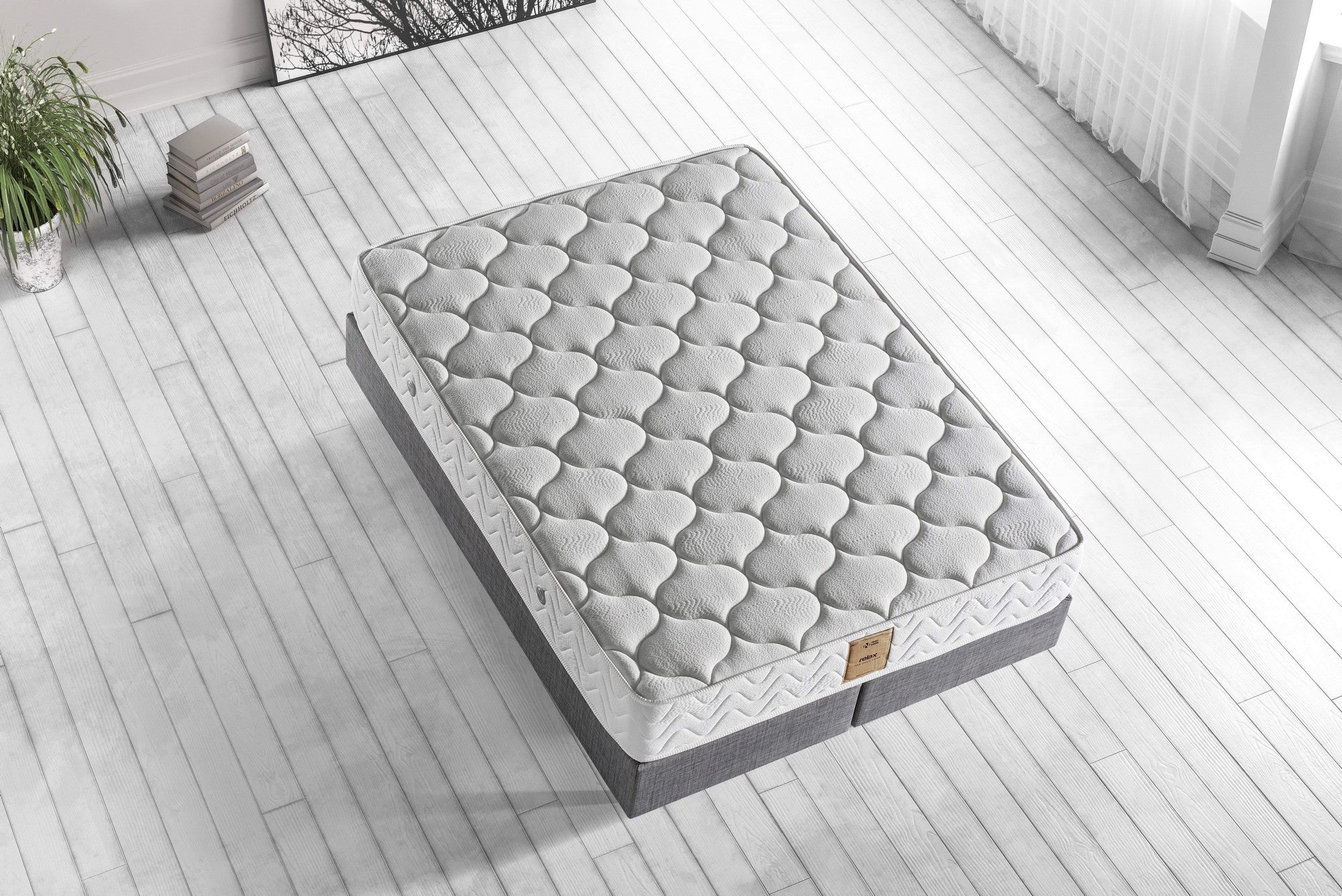 Colchão de luxo estilo hotel, dupla face, firmeza média, 160 x 200 cm, 28 cm de altura | Tecido de malha especial, sistema de molas múltiplas | Cor branca, montado