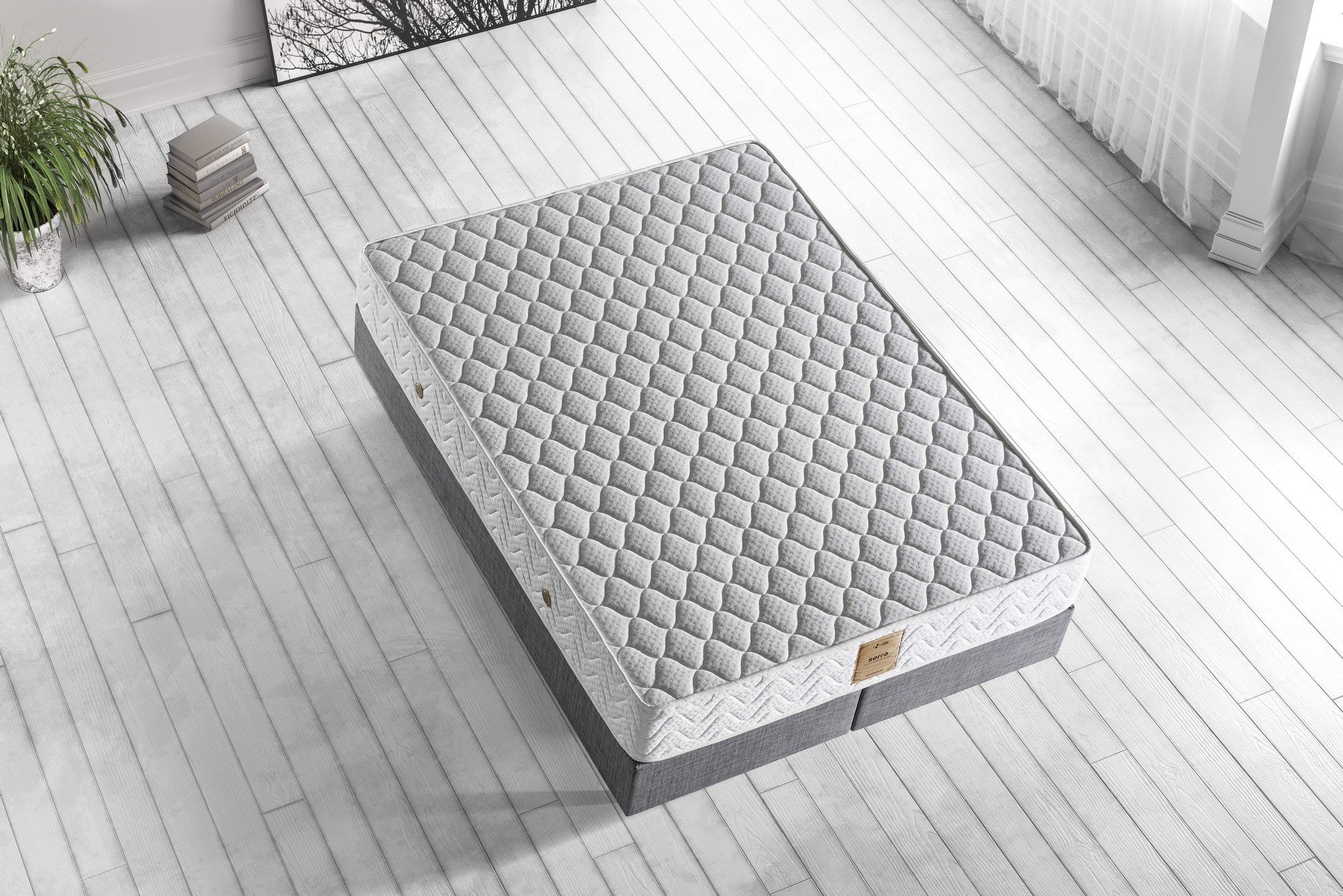Colchão de hotel ultra firme, 90 x 190 cm | Capa de tecido de malha, sistema de molas múltiplas | Design branco elegante e montado para máximo conforto