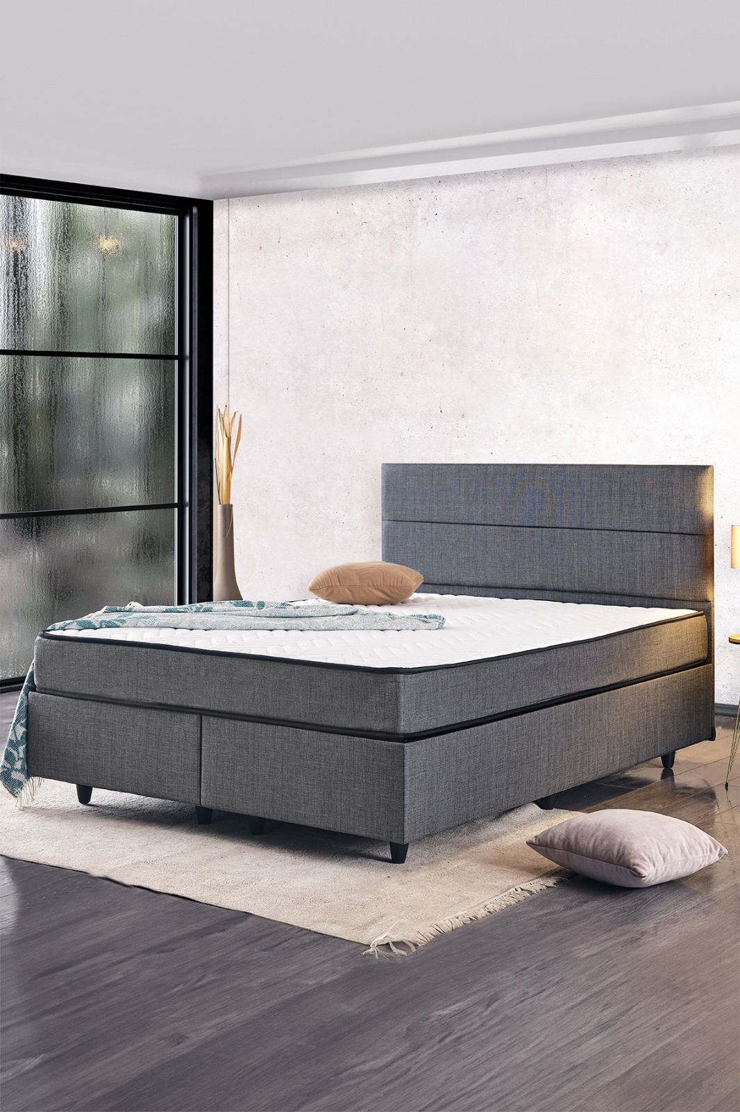 Colchão Ortopédico Ultra Firme, 90x190 cm, Capa em Tecido Jacquard, Sistema de Molas Múltiplas, Espuma de Suporte nas Bordas, Branco e Cinza | Perfeito para o Conforto em Hotéis