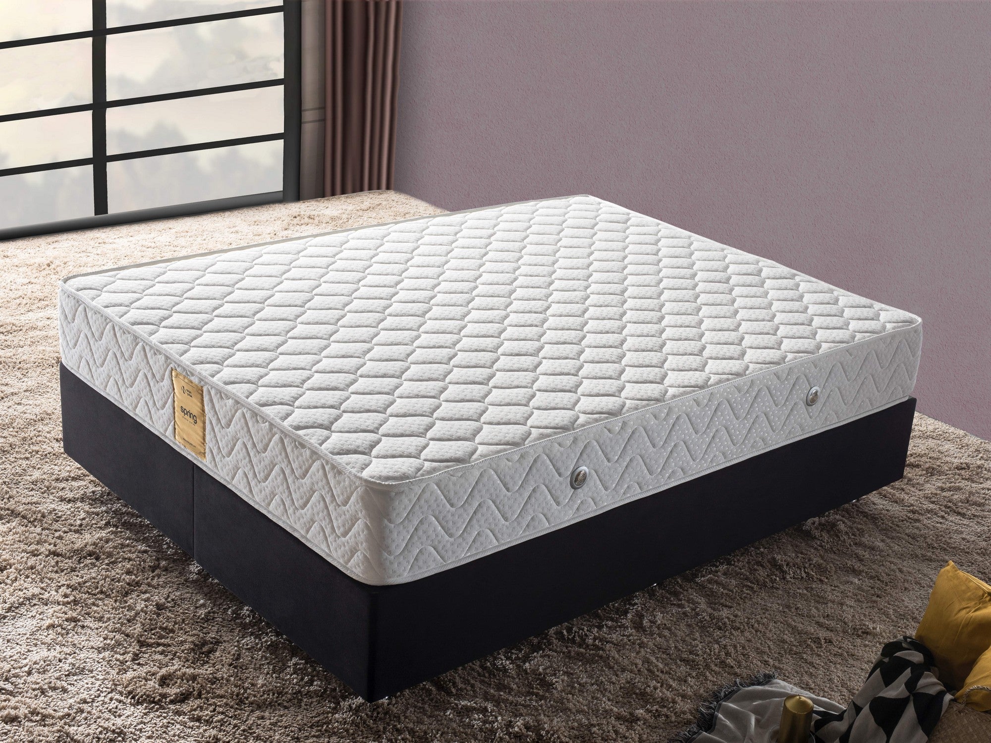 Colchão de luxo estilo hotel, 200x200 cm, dupla face, espuma viscoelástica e sistema de molas múltiplas, capa de malha de algodão, 26 cm de altura, cor branca
