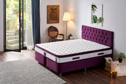 Colchão de luxo estilo hotel, 140 x 190 x 23 cm | Capa de tecido de malha, espuma hipermacia, totalmente ortopédico, sistema de molas múltiplas | Design elegante em branco e roxo