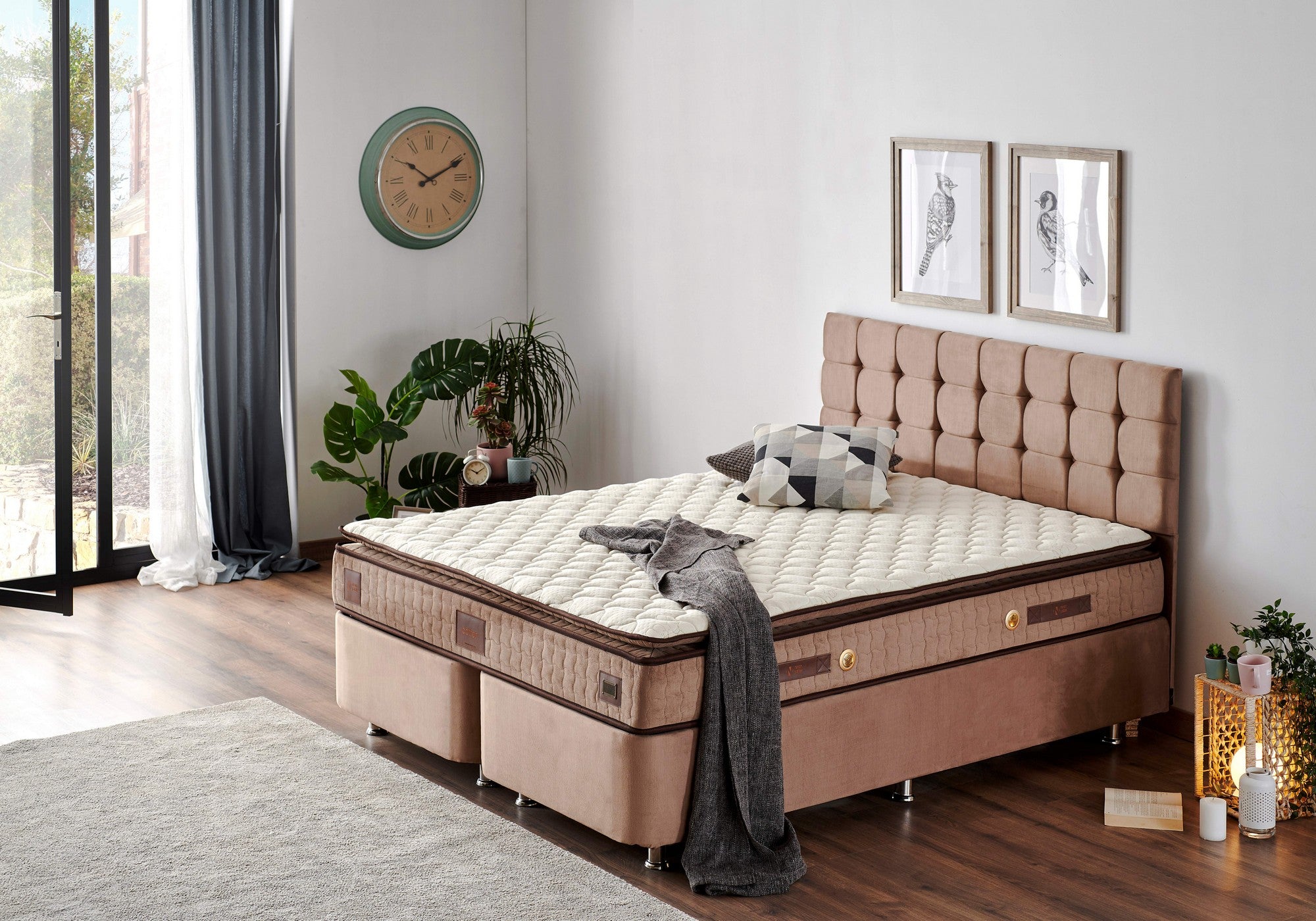 Colchão ortopédico, 140 x 190 cm, ultra firme com capa de malha 100% algodão, sistema de molas múltiplas, espuma macia para acolchoamento, qualidade hoteleira, branco e marrom