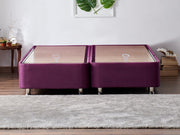 Base de cama de casal estilosa com baú, roxa, 140 x 190 cm | Estrutura de aço durável, tecido 100% Soho, bordas de MDF, trava de segurança, 6 pés | Conforto moderno