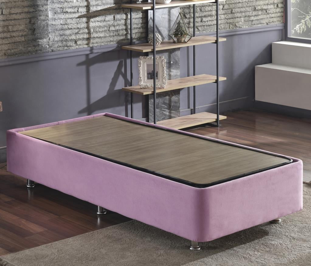 Base de cama de solteiro, rosa, 90 x 190 cm | Design ortopédico completo, perfil de aço 20 x 30 cm, bordas de MDF, 6 pernas (6 cm de altura) | Suporte de espuma de penas confortável