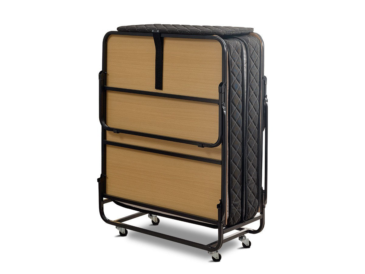 Cama dobrável com estrutura de metal, aço ultrarresistente, 90x204 cm, tamanho aberto, branca e preta, colchão de 15 cm, perfeita para hotéis e quartos de hóspedes, montada