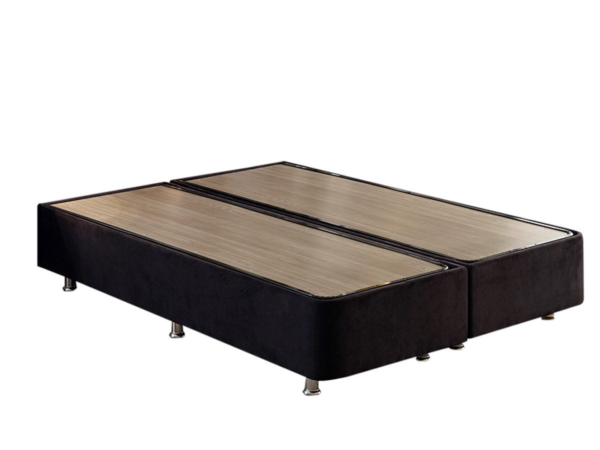 Base de cama de casal resistente com cômoda, preta, 160 x 200 cm | Estrutura de aço, tecido 100% Soho, bordas de MDF, trava de segurança, 6 pernas, design elegante e durável