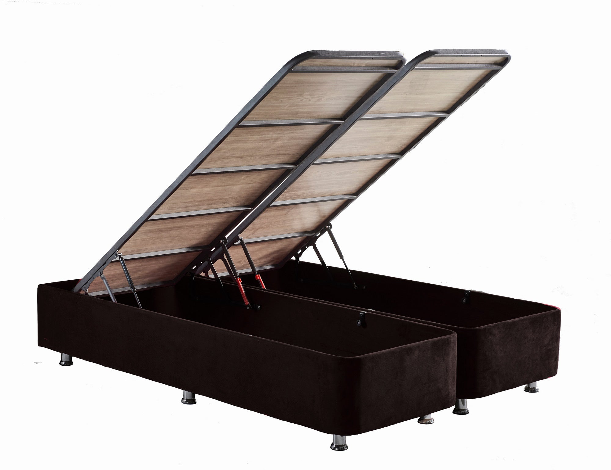 Base de cama de casal resistente com cômoda, preta, 150 x 200 cm | Estrutura de aço, tecido 100% Soho, bordas de MDF, trava de segurança, 6 pés, design moderno