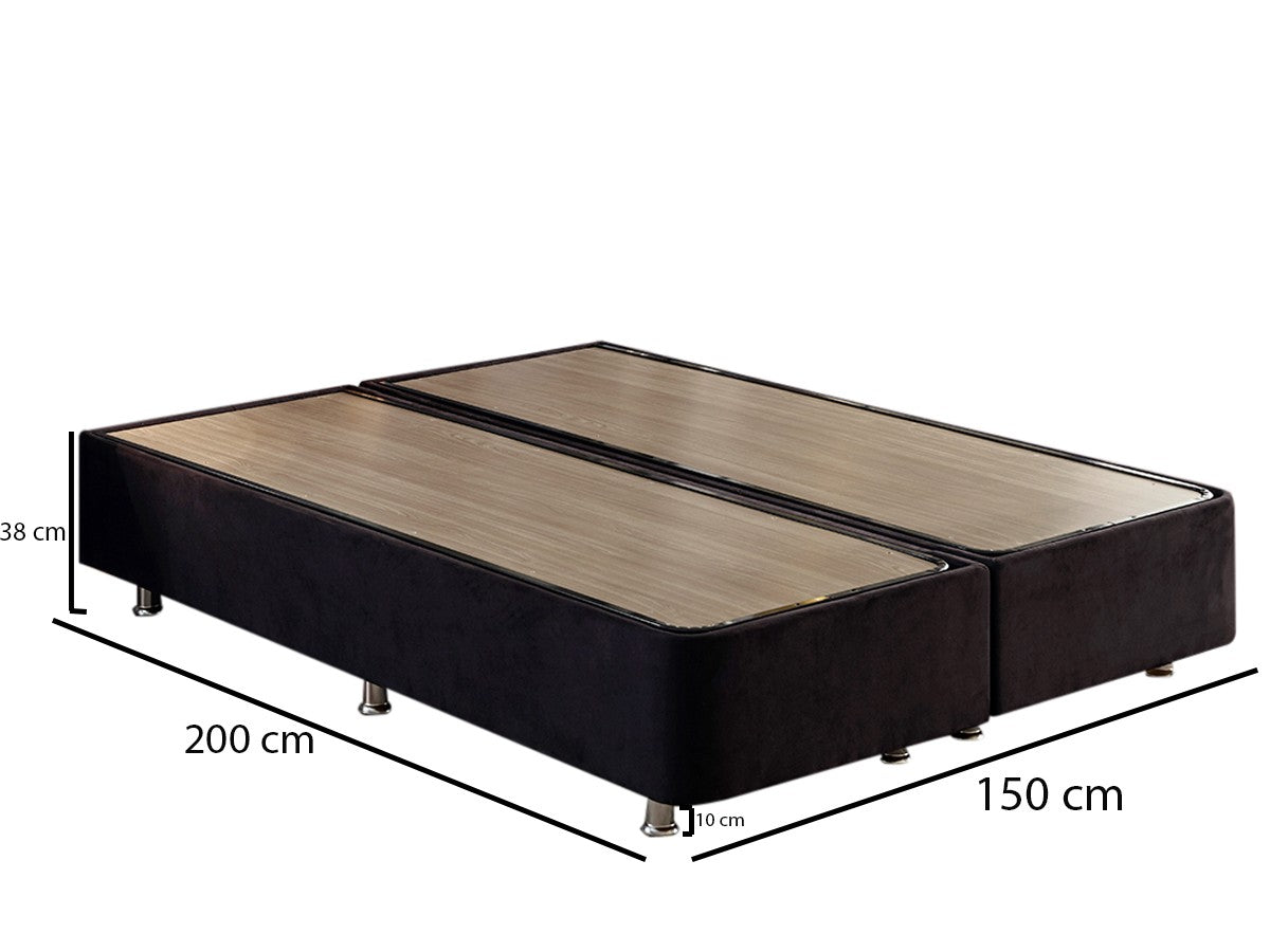 Base de cama de casal resistente com cômoda, preta, 150 x 200 cm | Estrutura de aço, tecido 100% Soho, bordas de MDF, trava de segurança, 6 pés, design moderno
