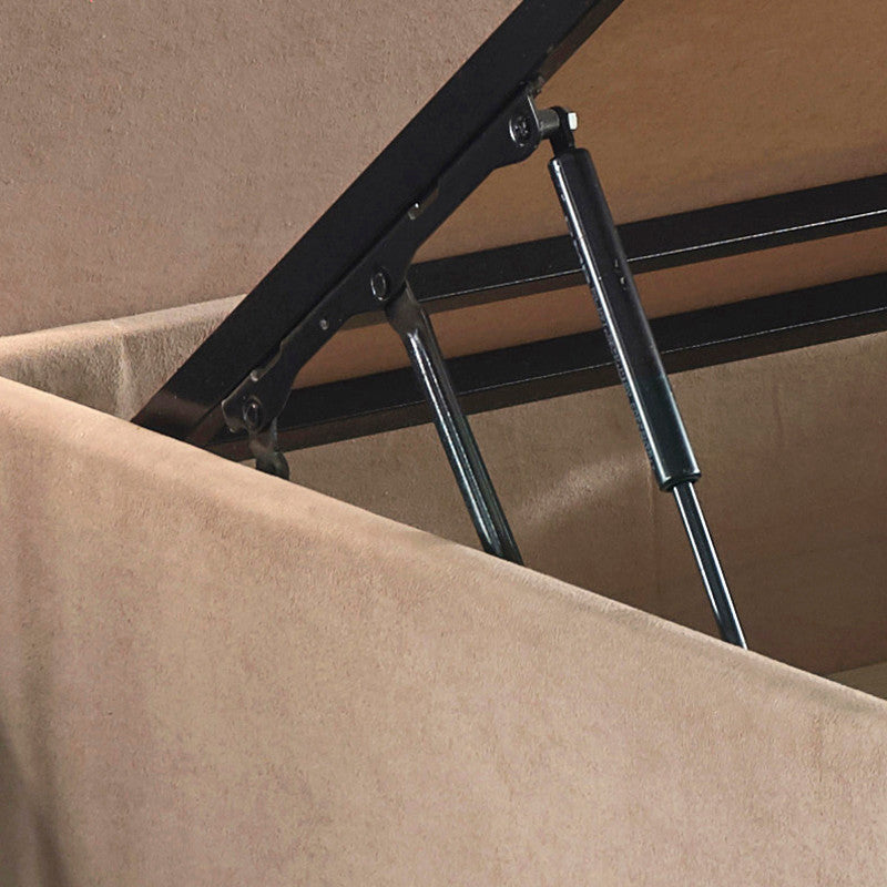 Base de cama de solteiro resistente, marrom claro, 120 x 200 cm | Estrutura de aço, tecido 100% Soho, bordas de MDF, trava de segurança, cômoda incluída | Perfeito para quartos modernos