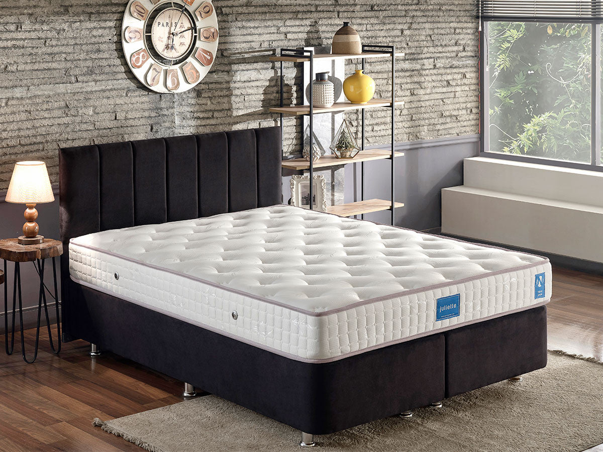 Base e cabeceira de cama de casal elegantes, pretas, 140x190 cm | Estrutura de aço durável, tecido 100% Soho, trava de segurança, baú incluído | Design moderno para conforto