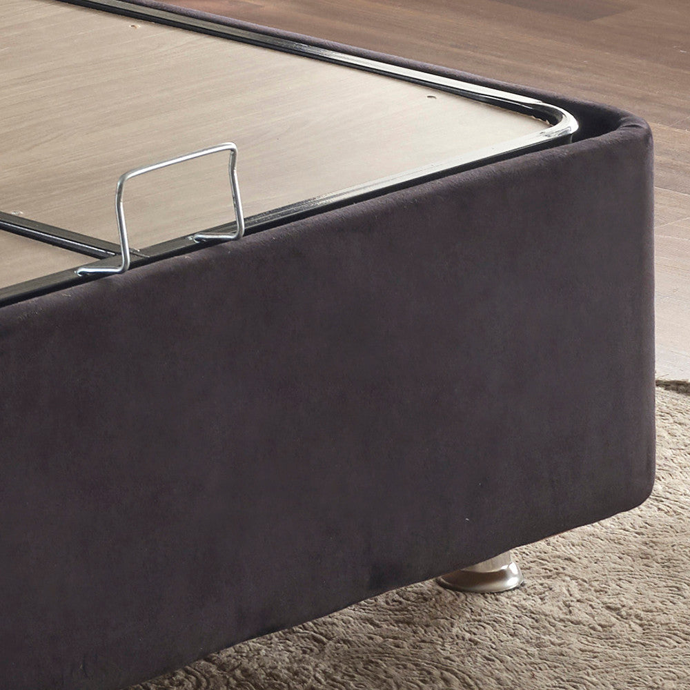 Base e cabeceira de cama de solteiro elegantes, pretas, estrutura de aço com tecido 100% Soho, 100x200 cm, trava de segurança, baú incluso | Design moderno para conforto