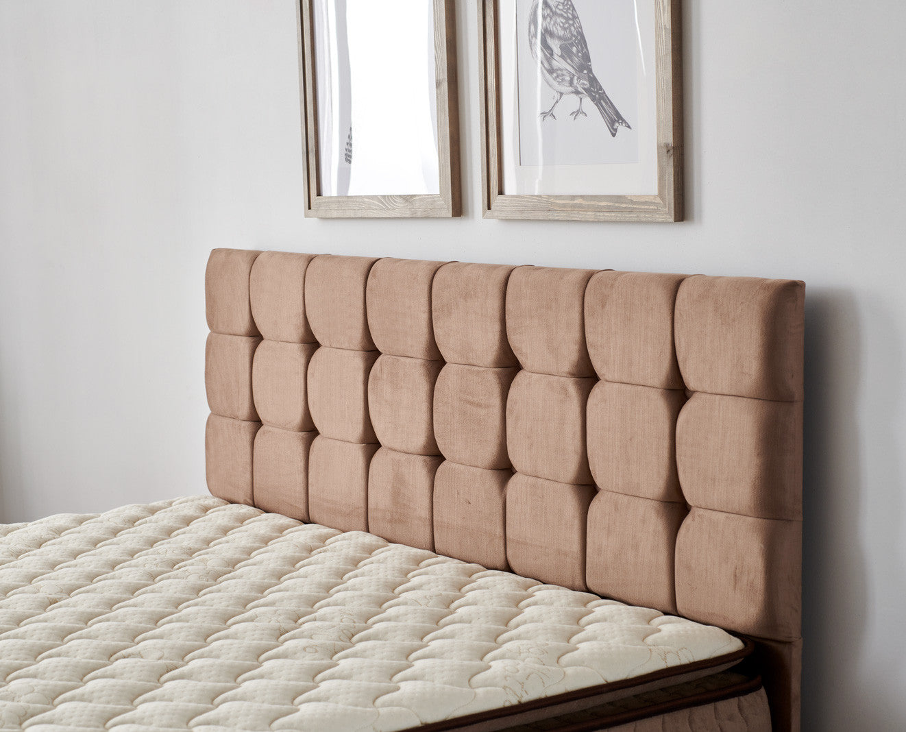 Colchão de solteiro de luxo com estrutura de aço e cabeceira, marrom claro, 80x180 cm | Ortopédico completo, sistema de molas múltiplas, inclui baú e trava de segurança