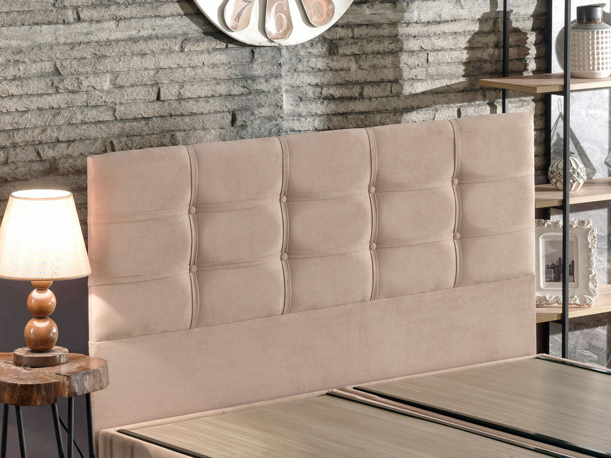 Base e cabeceira de cama de casal elegantes, marrom claro, 180 x 200 cm | Estrutura de aço durável, tecido 100% Soho, trava de segurança, baú incluído | Conforto moderno
