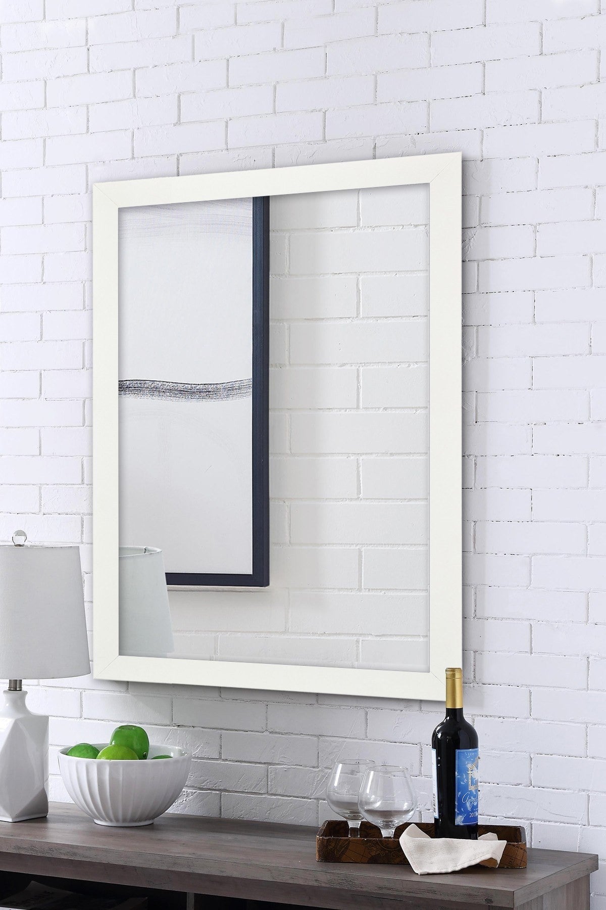 Espelho Decorativo-Framed-Branco