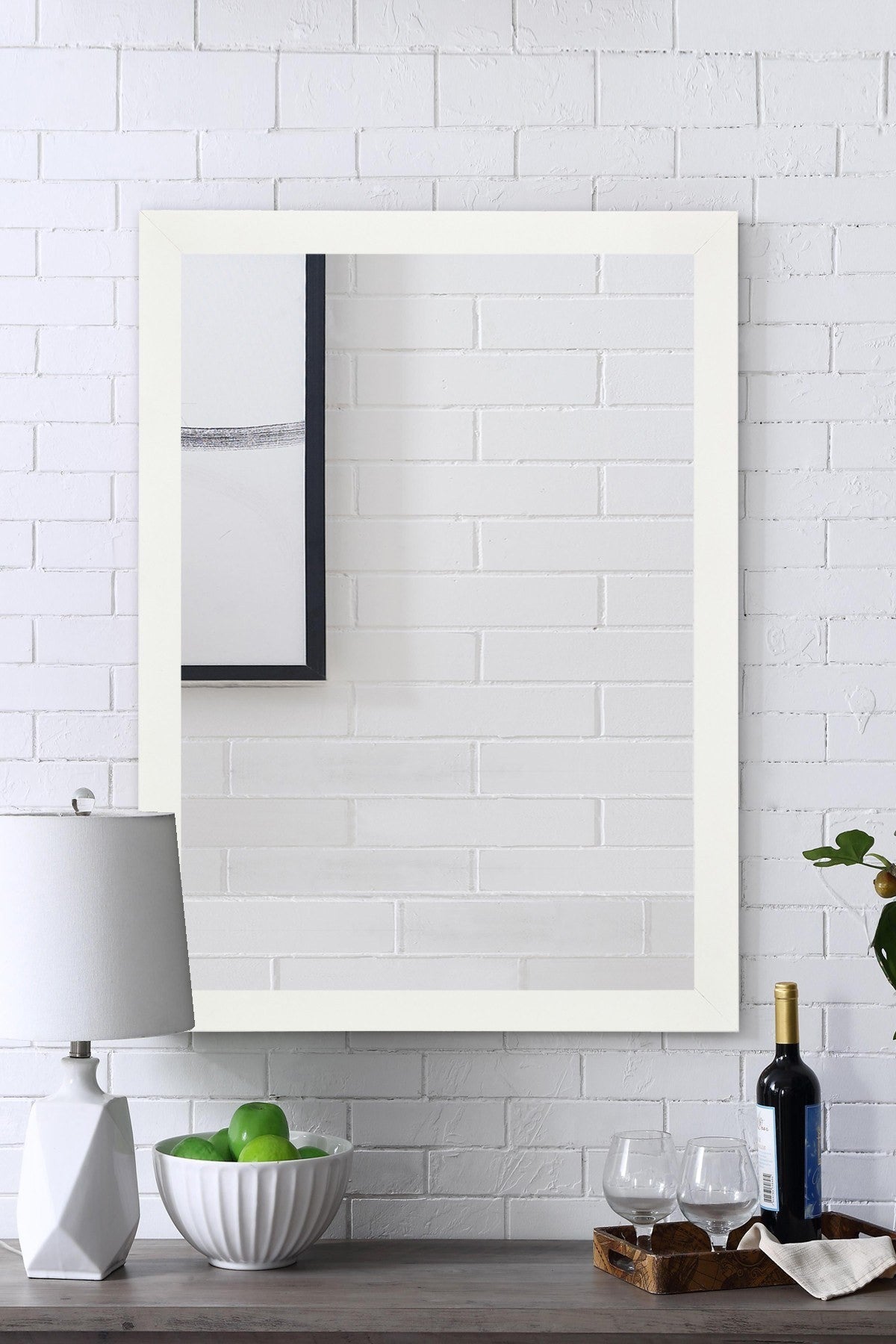 Espelho Decorativo-Framed-Branco