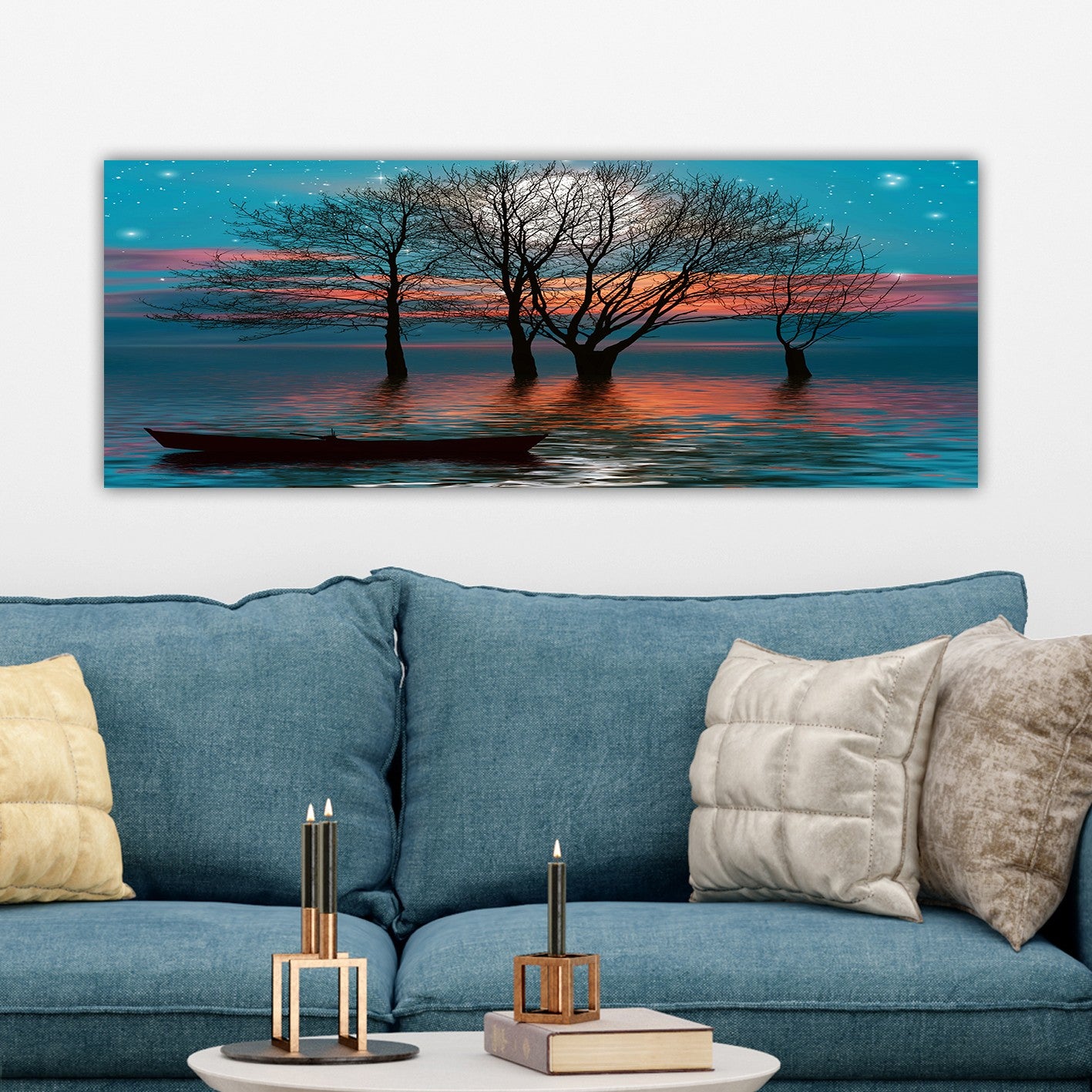 Pintura Decorativa Elegante em Tela, 30 x 80 cm, 100% Tela, 100% Moldura de Madeira (4 cm de Espessura) | Perfeita para Amantes de Decoração e Arte